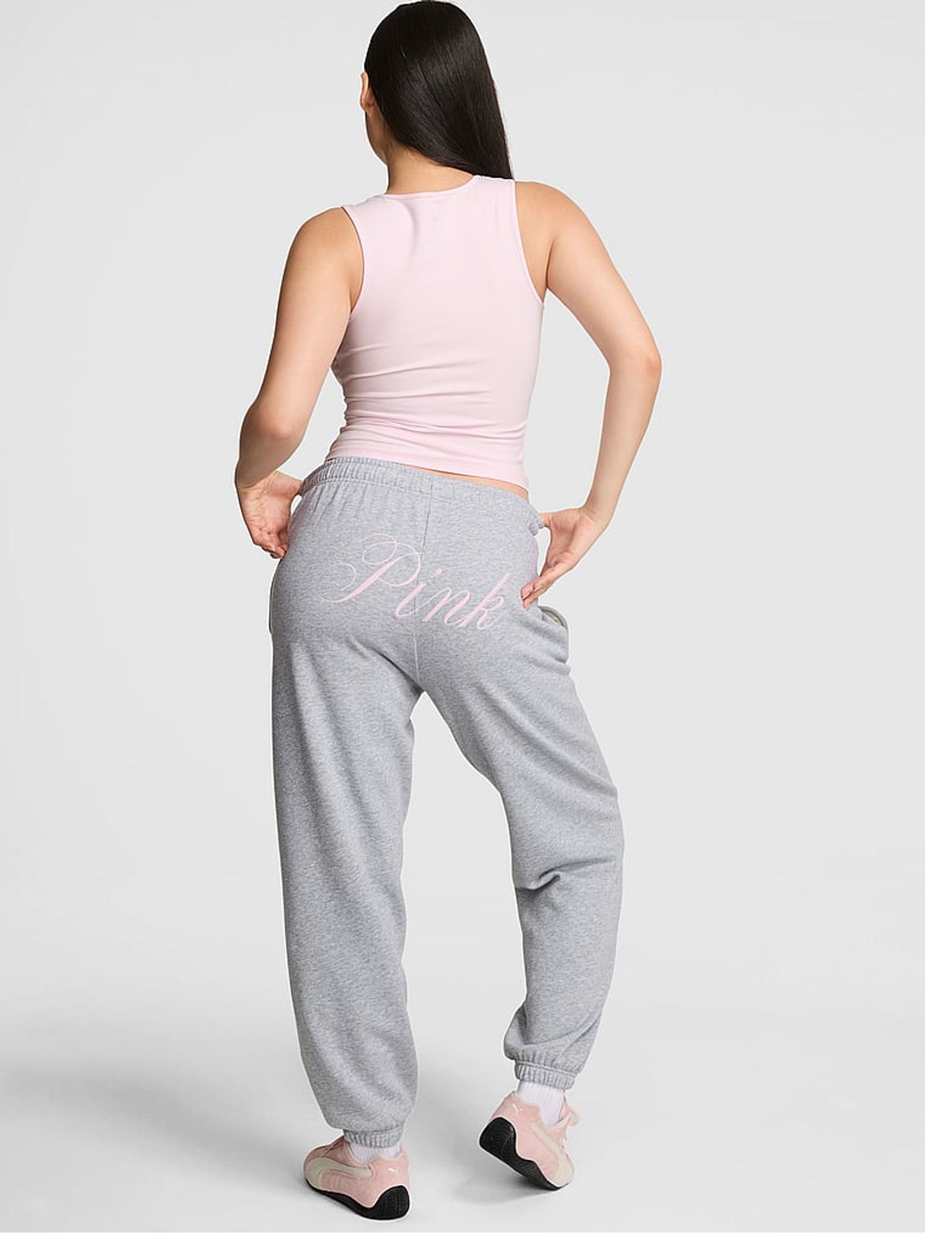 Grey and Pink Fleece Joggers - Image 2 of 3