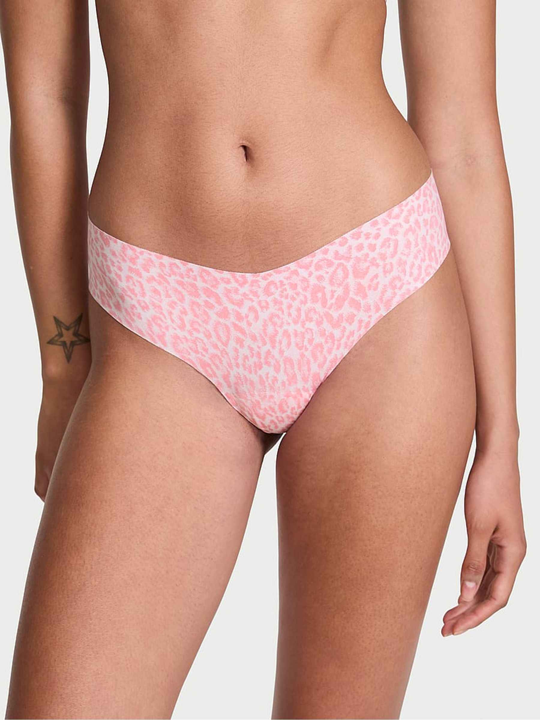 Pink Leopard Thong Print Knickers - Image 1 of 2