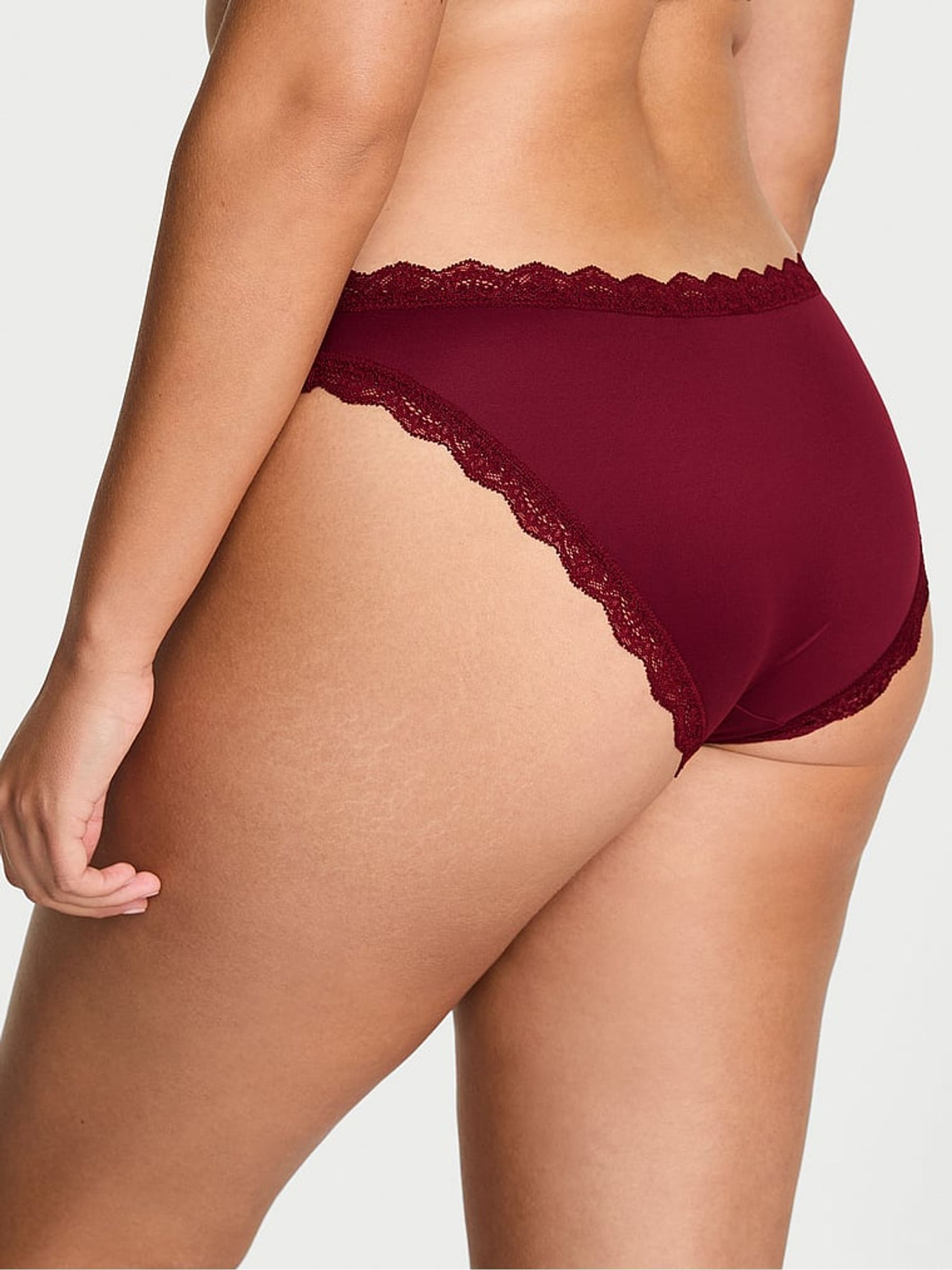 Sangria Red Lace Trim Bikini Knickers - Image 2 of 2 Sangria Red Lace Trim Bikini Knickers - Image 2 of 2
