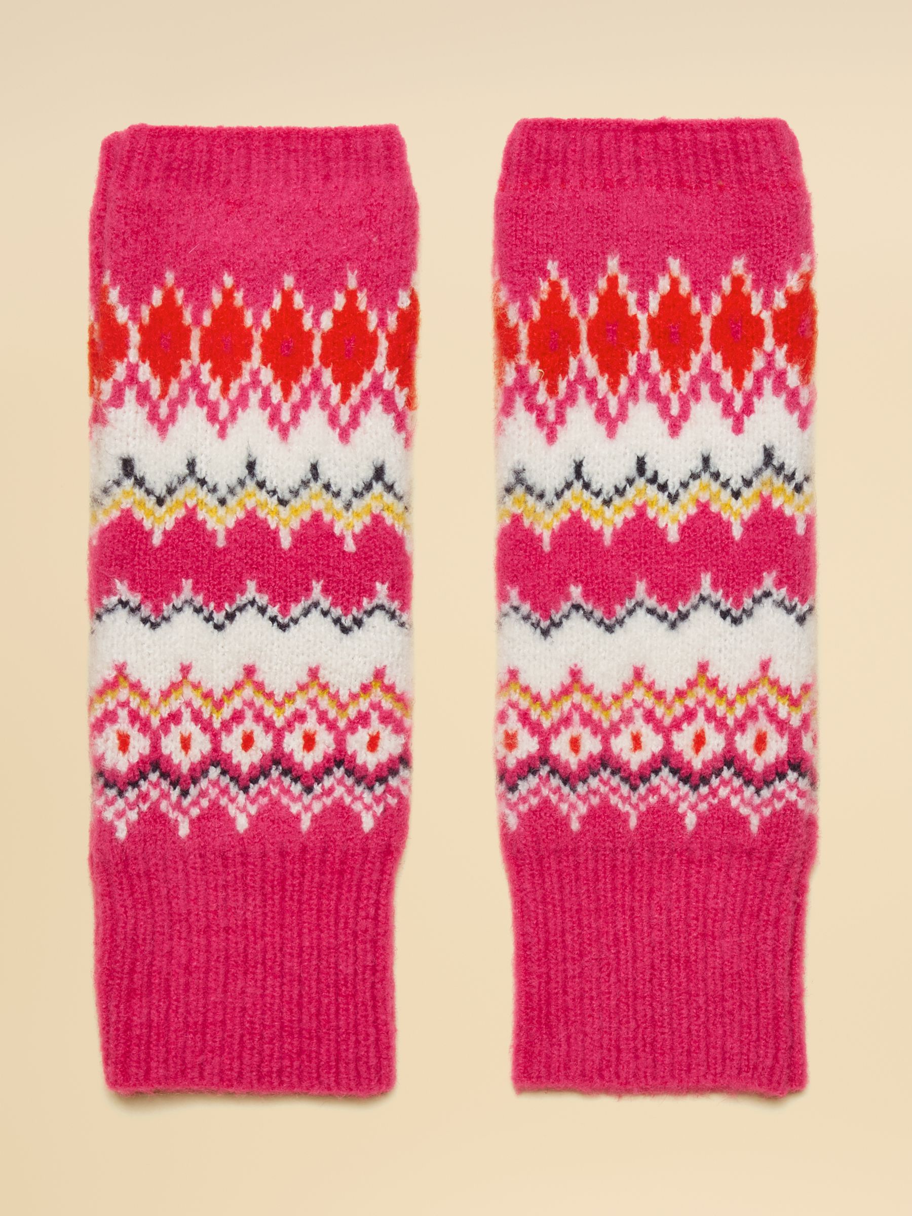 Kara Pink Fingerless Fair Isle Glove - Image 1 of 3