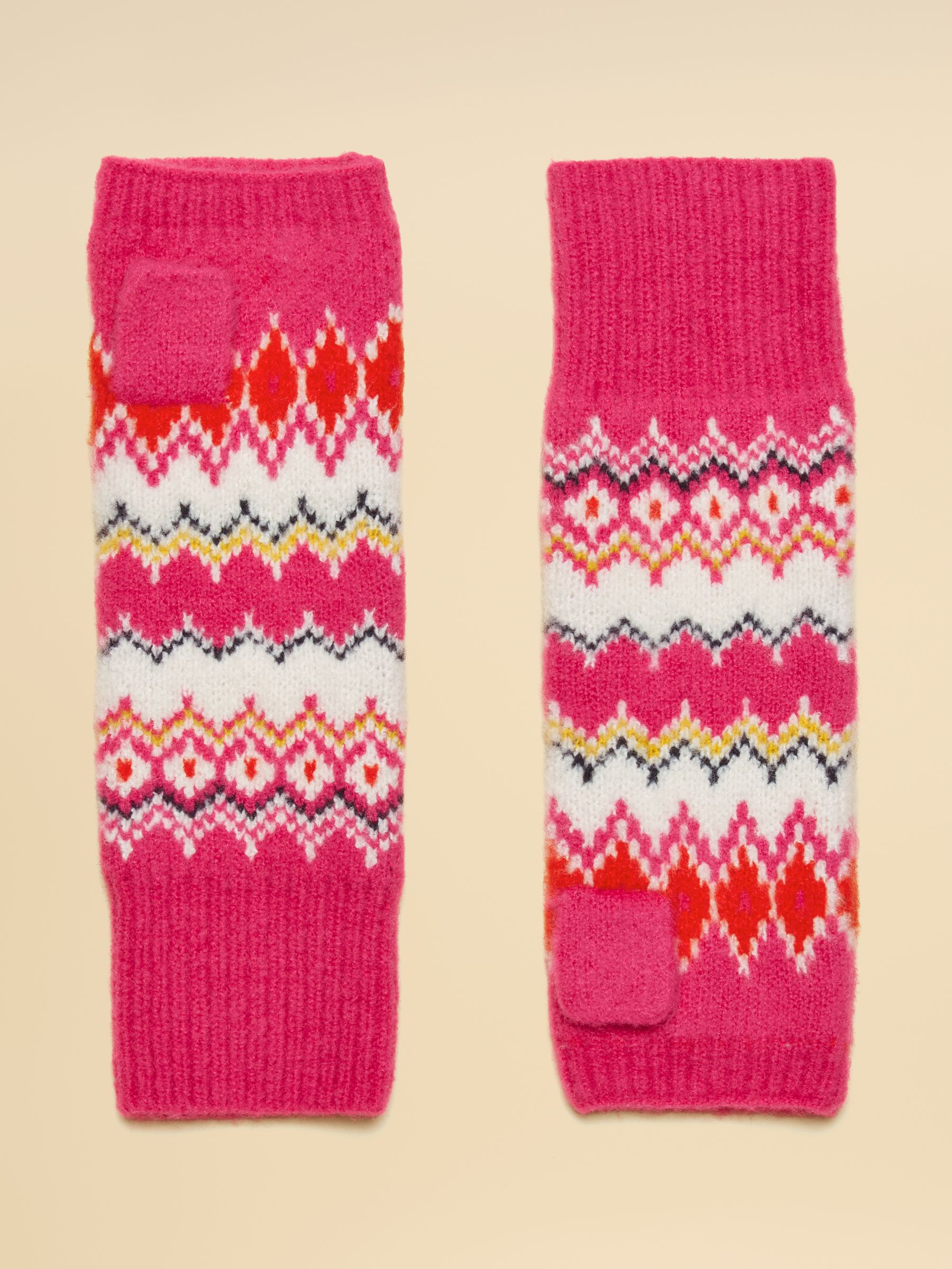Kara Pink Fingerless Fair Isle Glove - Image 2 of 3