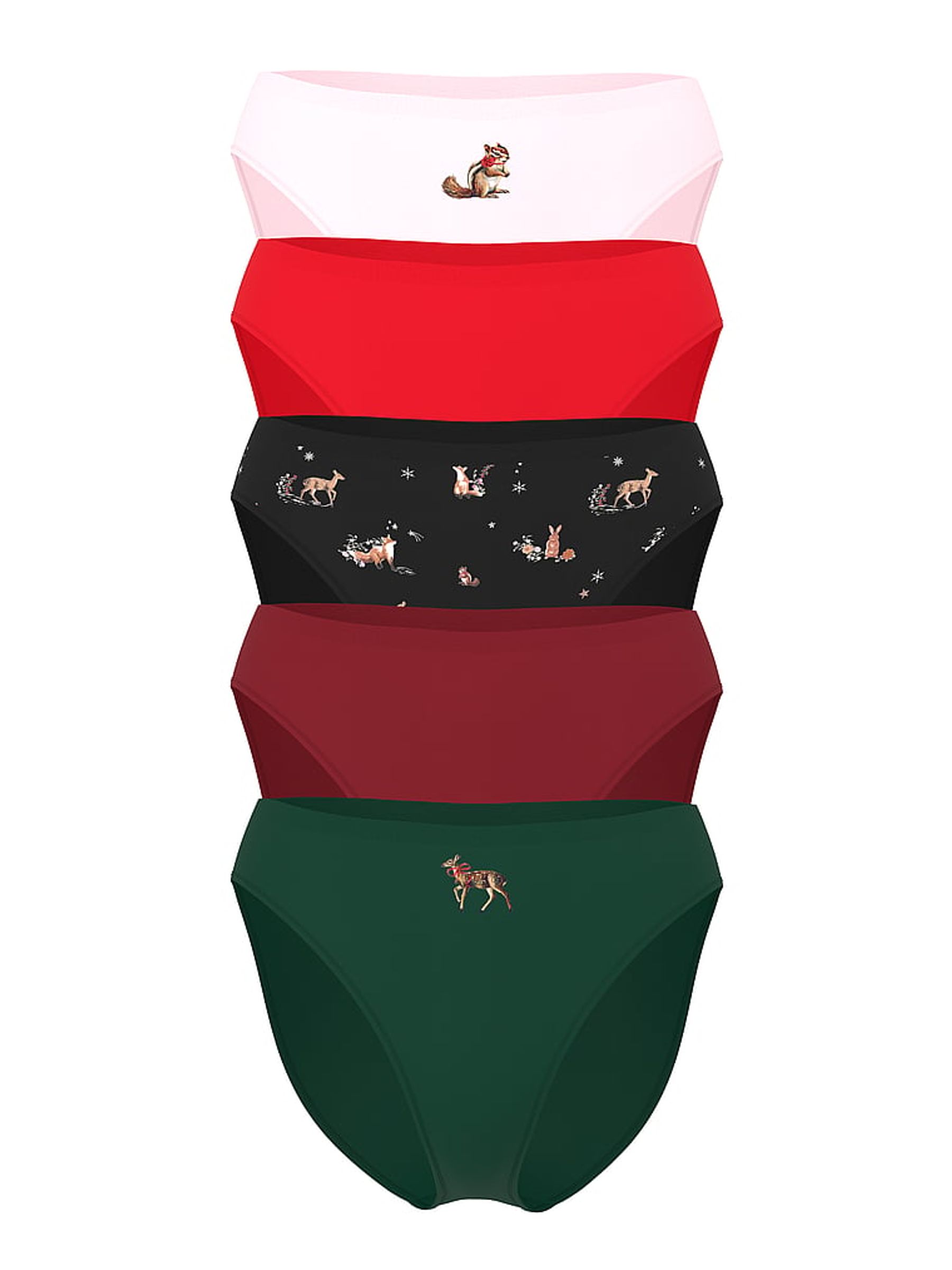 Pink/Red/Black/Green Brief Logo Knickers 5 Pack - Image 1 of 1