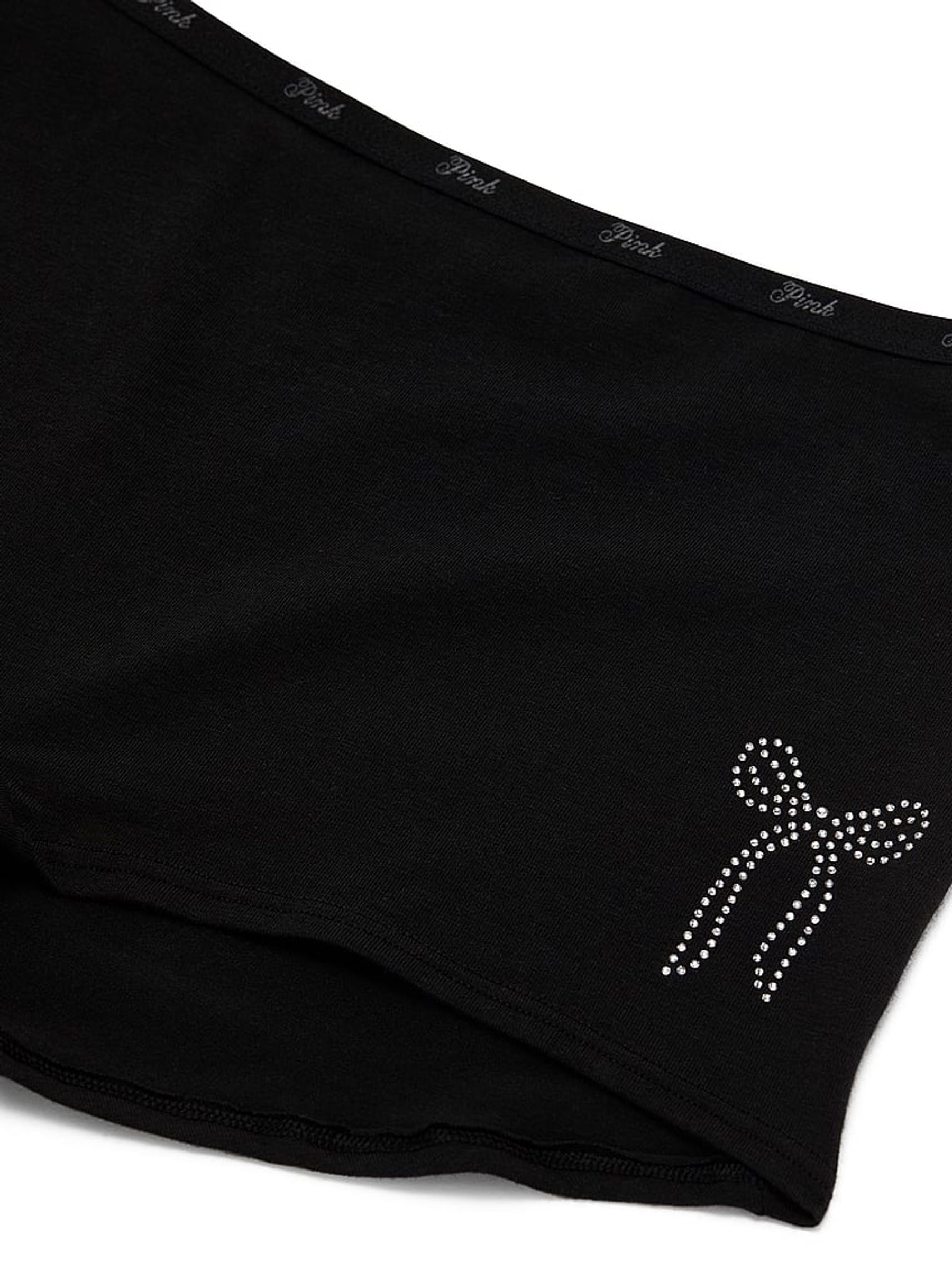 Black Diamanate Bow Short Cotton Mini Logo Knickers - Image 3 of 3