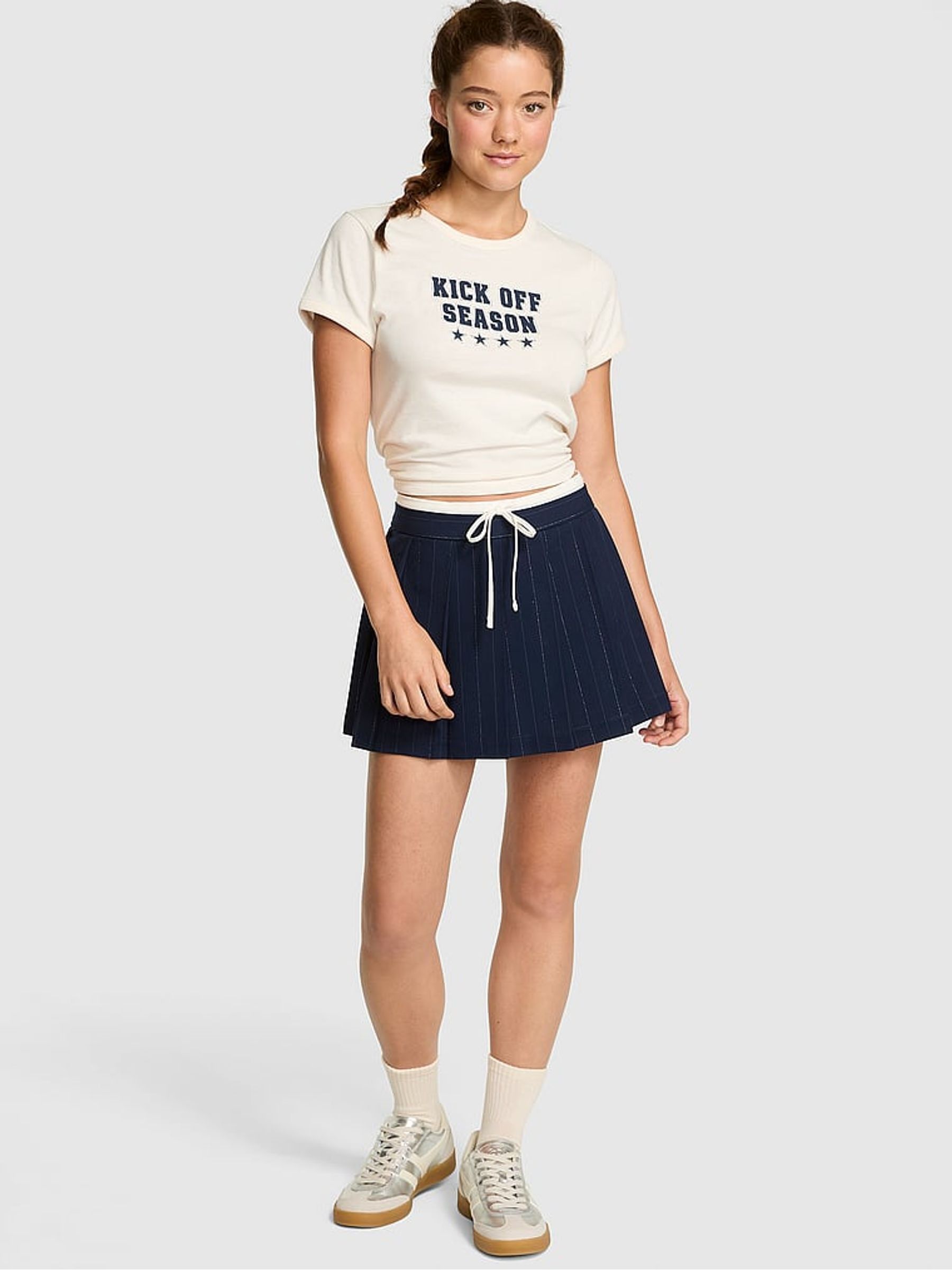 Noir Navy Blue Twill Skirt - Image 1 of 5