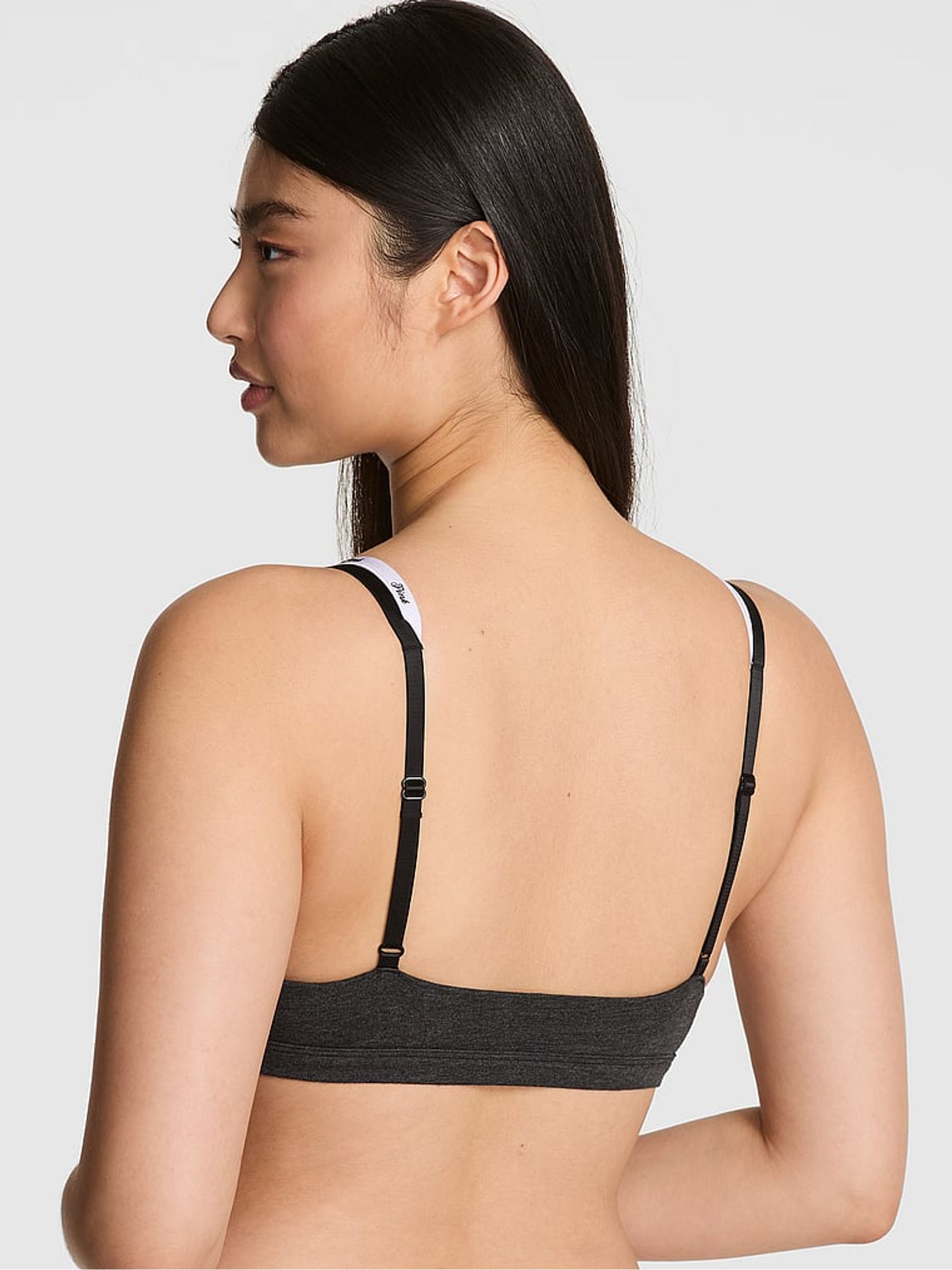 Heather Grey Triangle Cotton Double Layer Bralette - Image 2 of 2