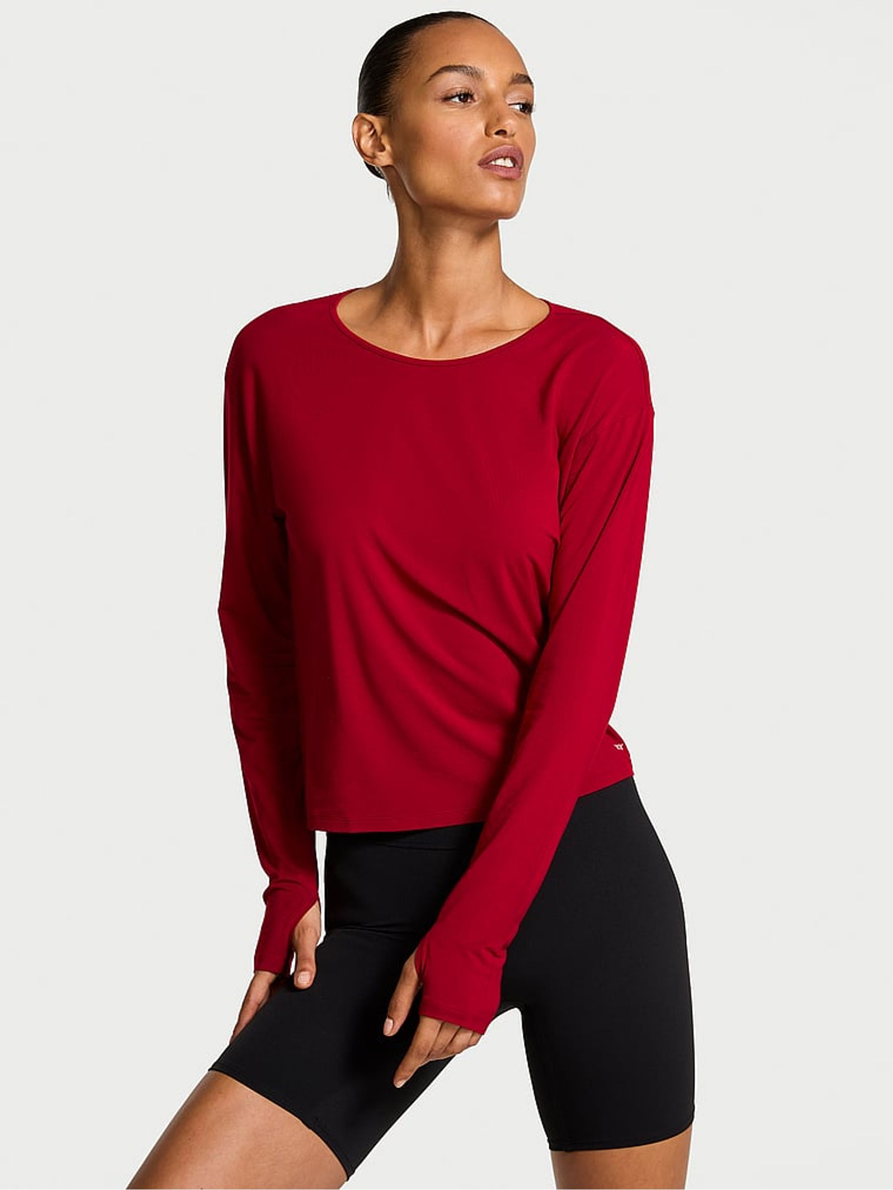 Red Lacquer Long Sleeve Open Back T-Shirt - Image 1 of 3