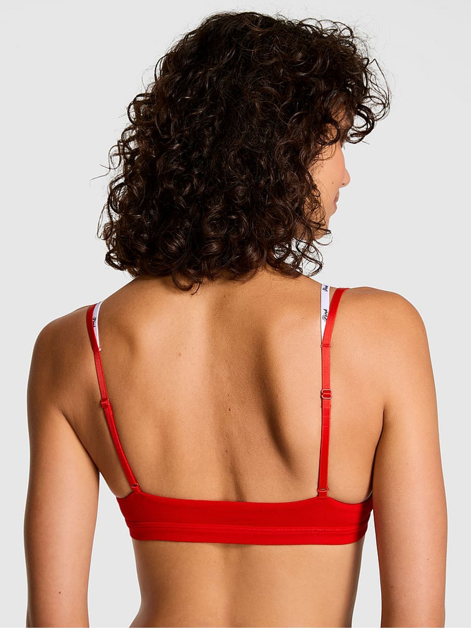 Bright Vermillion Red Triangle Cotton Double Layer Bralette - Image 2 of 2