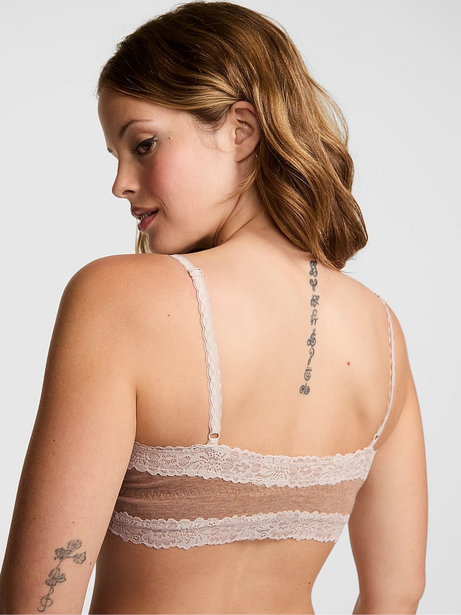 Praline Nude Front Close Cotton Heather Lace Trim Bra - Image 2 of 2