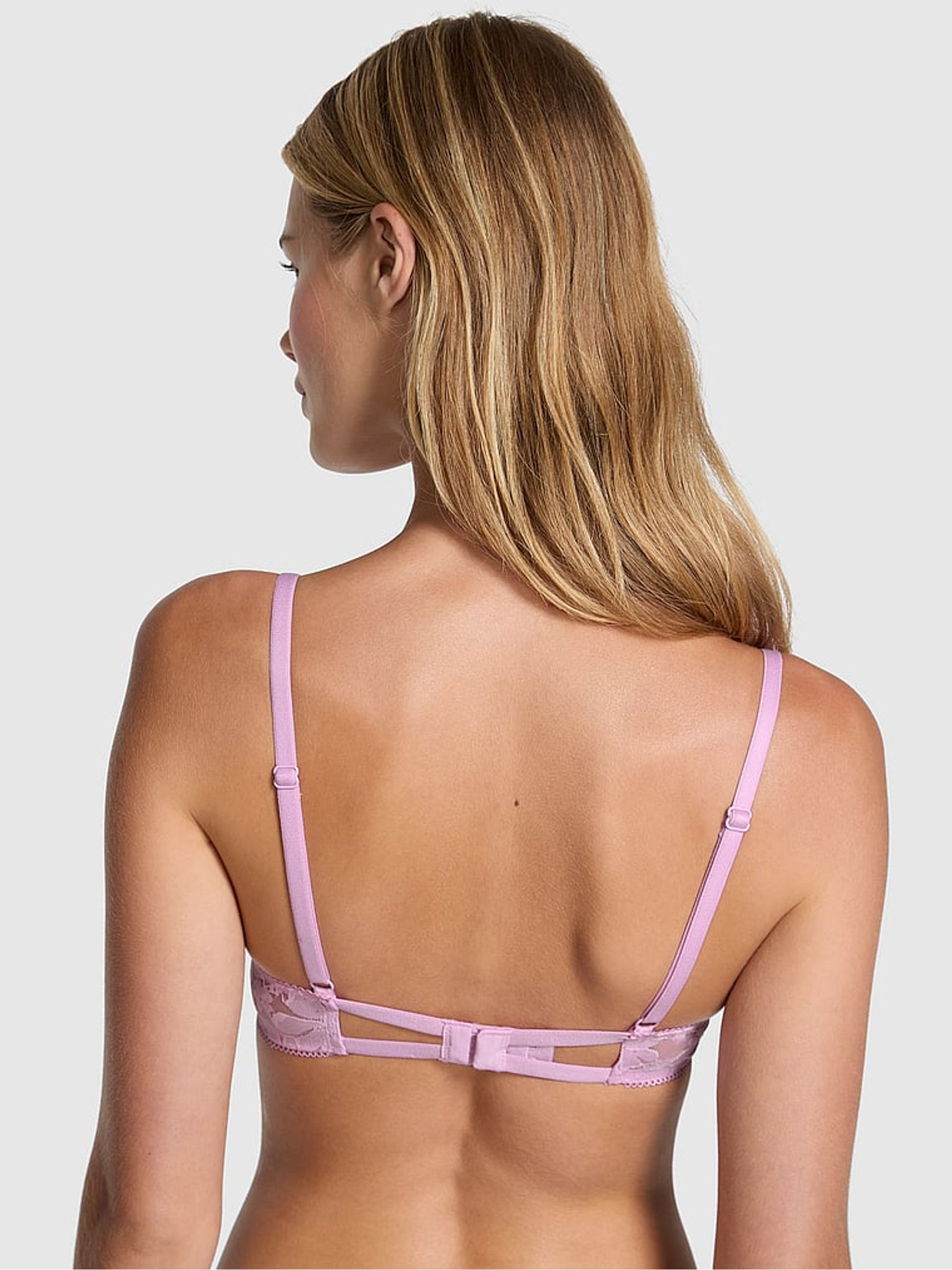 Hushed Lilac Purple Lightly Lined Balcony Sequin Lace Bra - Image 2 of 4