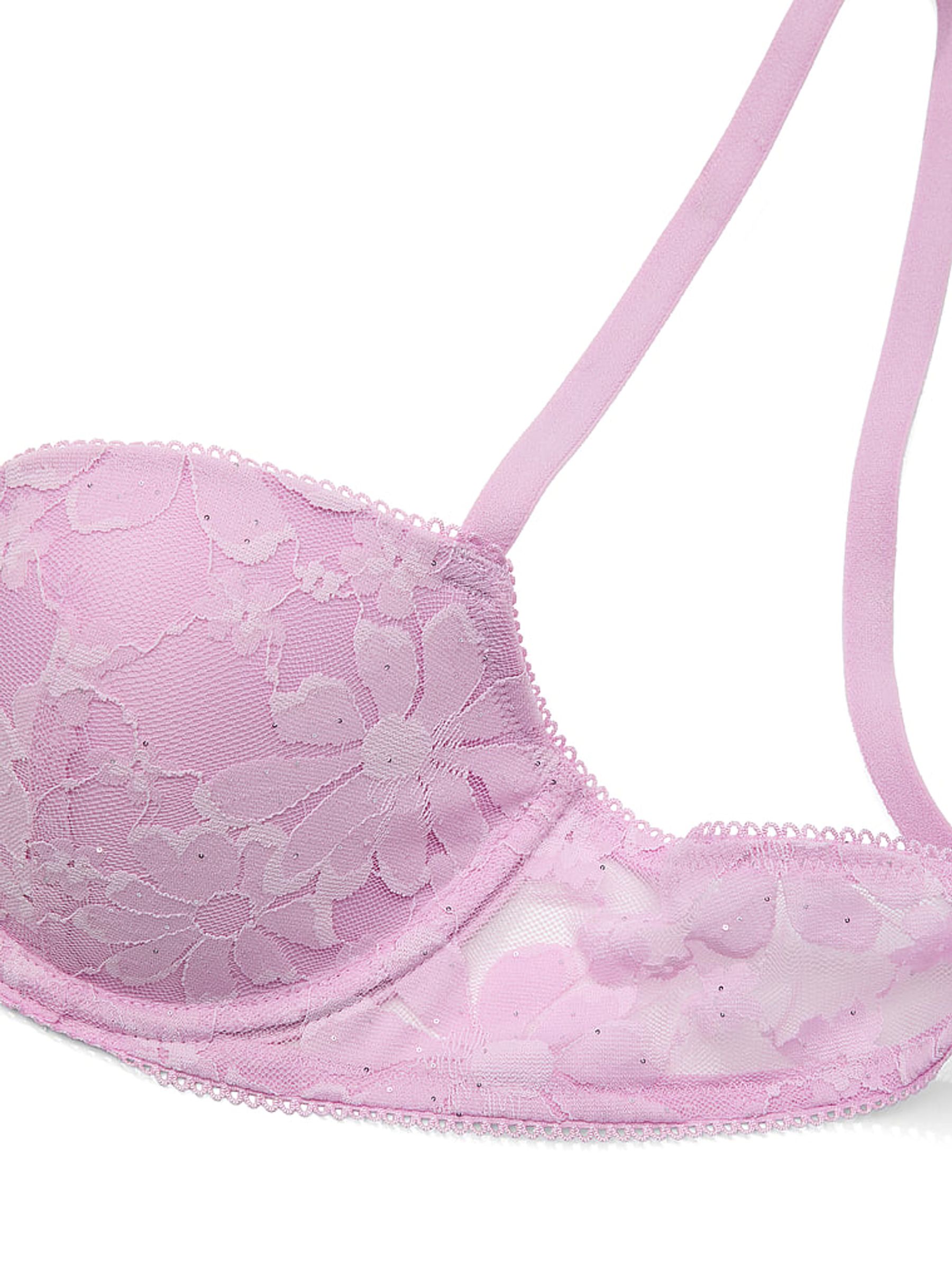 Hushed Lilac Purple Lightly Lined Balcony Sequin Lace Bra - Image 4 of 4