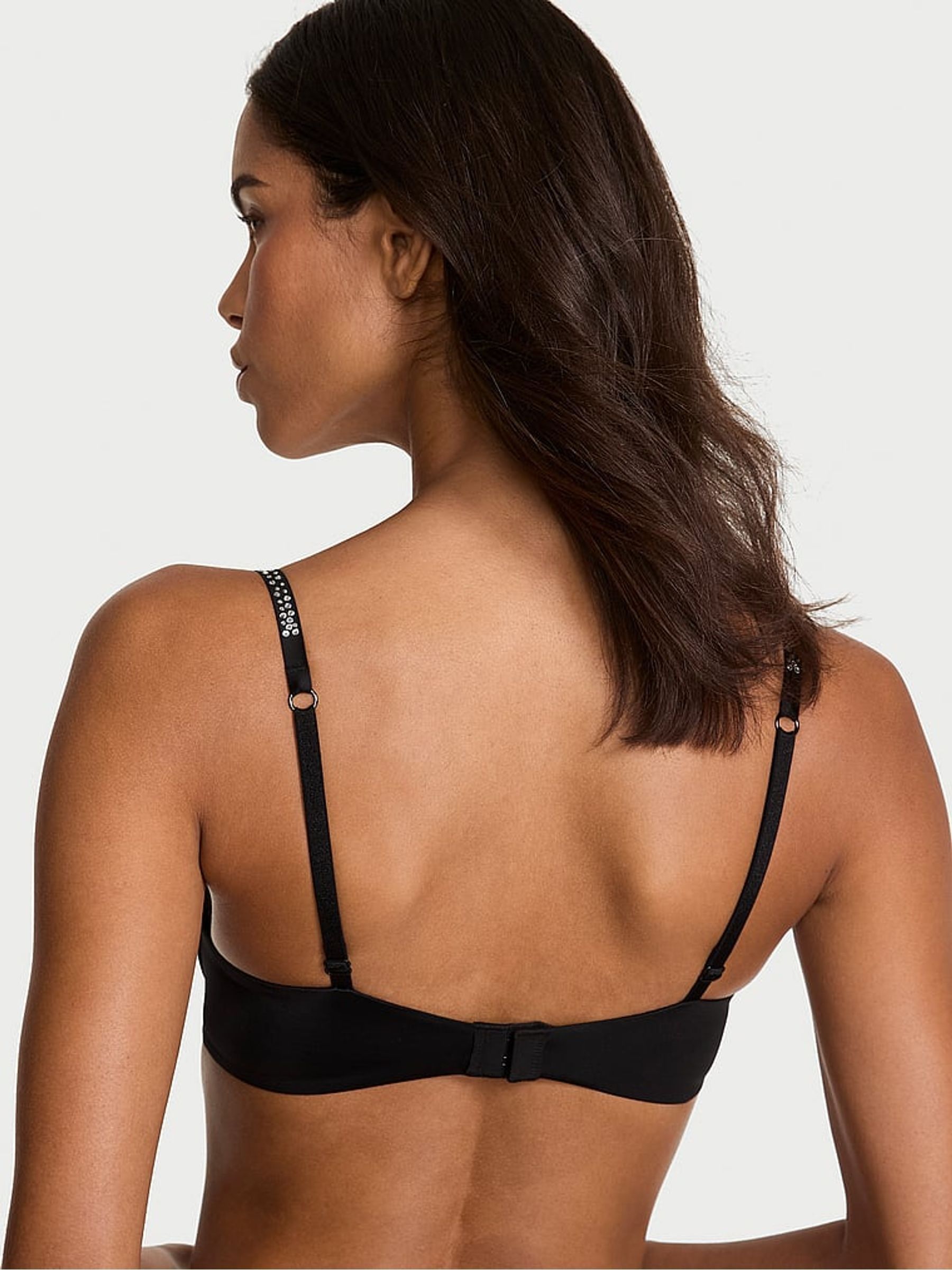 Black Add 2 Cups Push Up Bombshell Sparkle Shine Strap Bra - Image 2 of 3