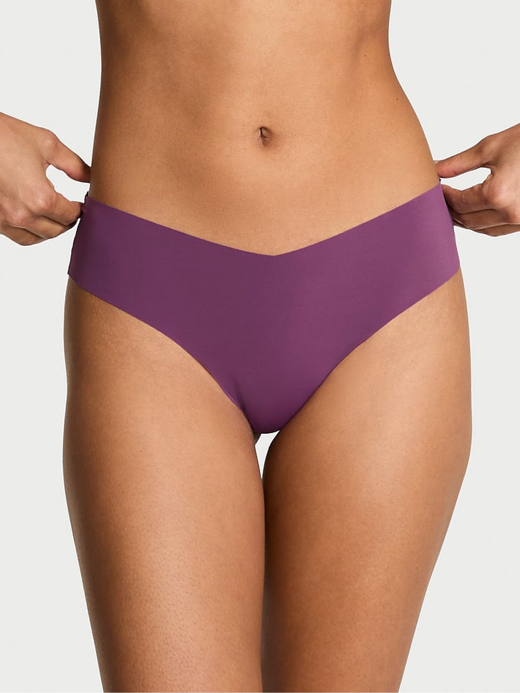 Mauve Mist Purple Thong Tartan Mesh Knickers - Image 1 of 2