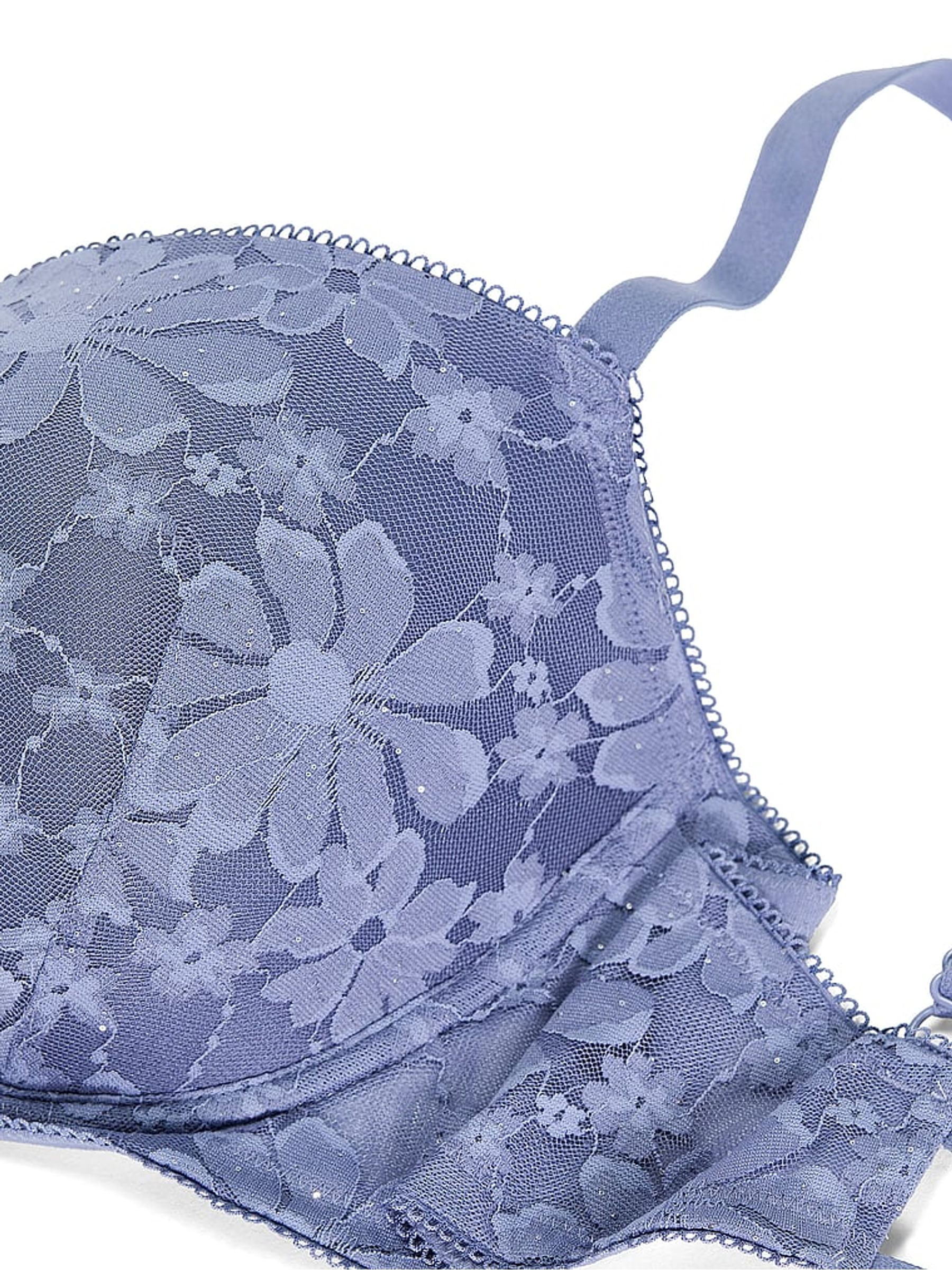 Dusty Iris Blue Push Up Sequin Lace Bra - Image 3 of 3