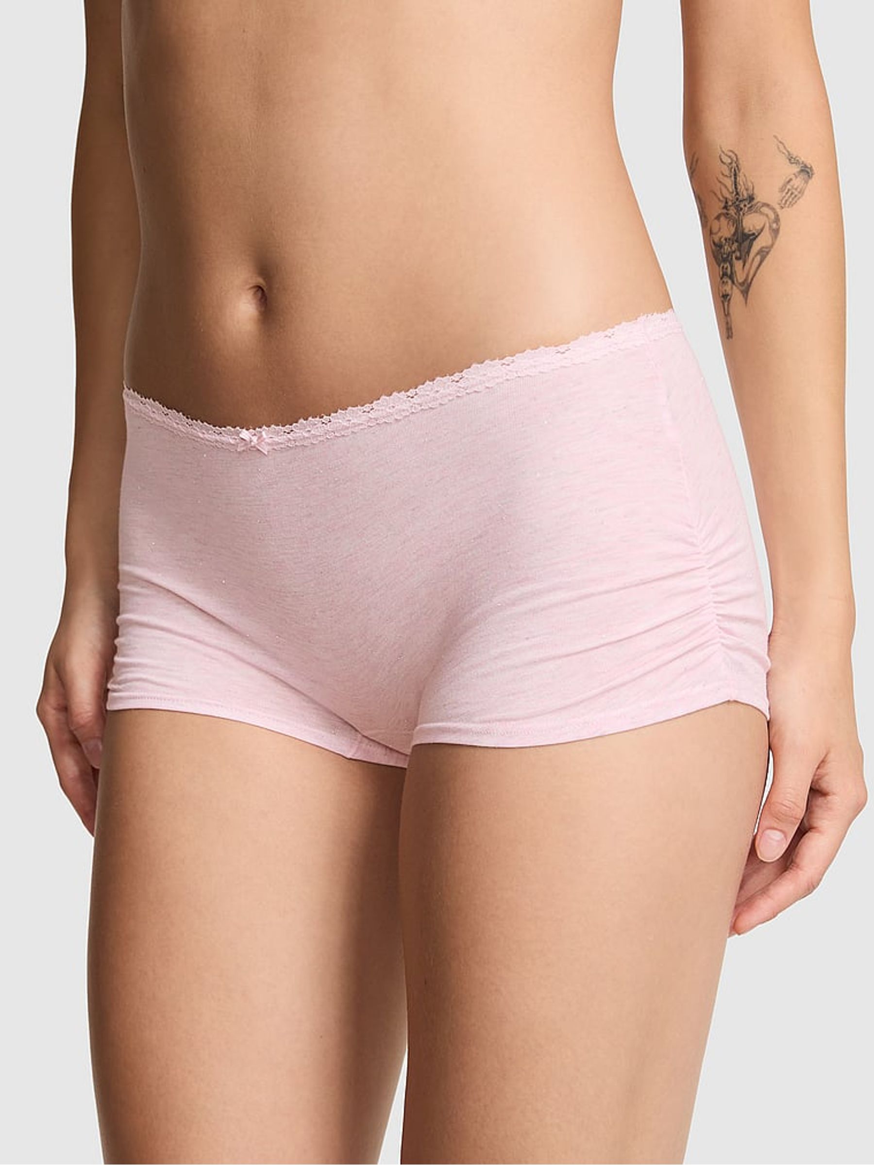 Heather Petal Pink Boyshort Cotton Knickers - Image 1 of 3