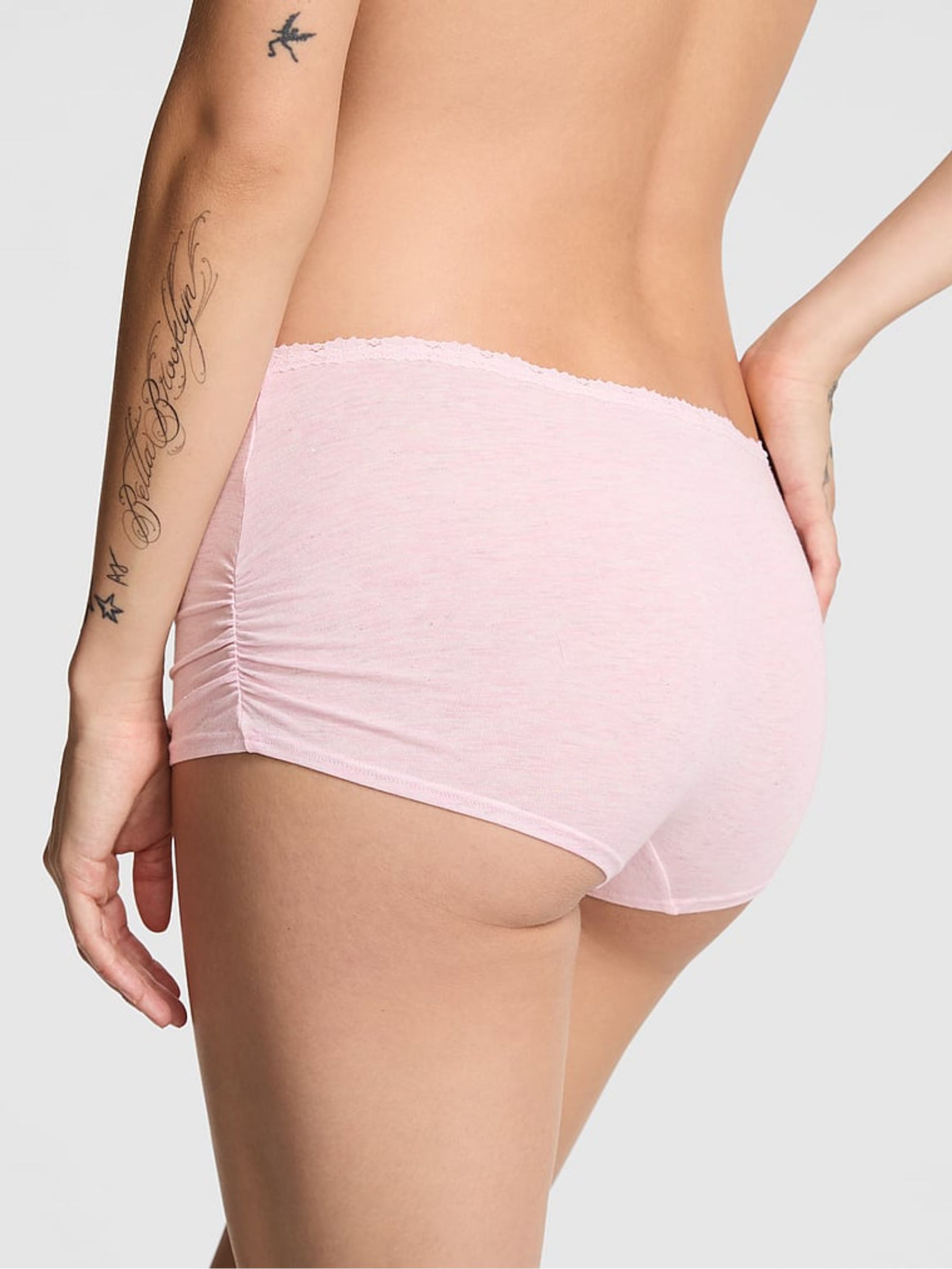 Heather Petal Pink Boyshort Cotton Knickers - Image 2 of 3