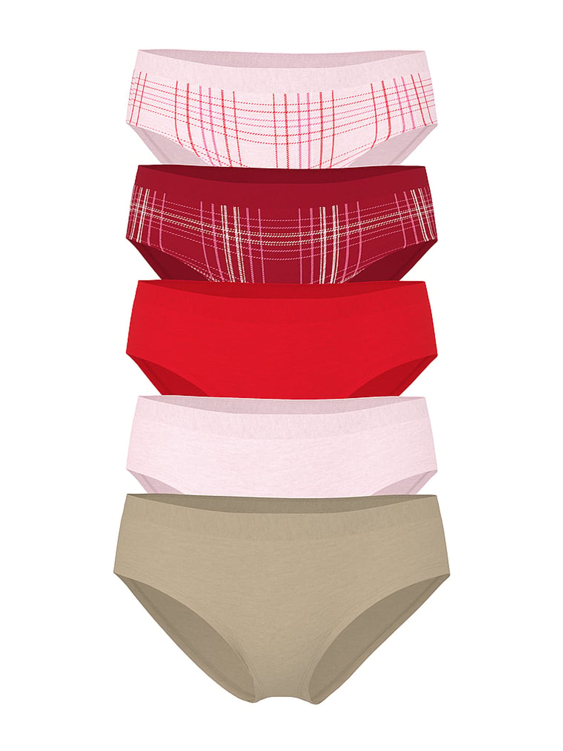 Pink/Red/Nude Hipster 5 Pack Knickers - Image 1 of 1 Pink/Red/Nude Hipster 5 Pack Knickers - Image 1 of 1