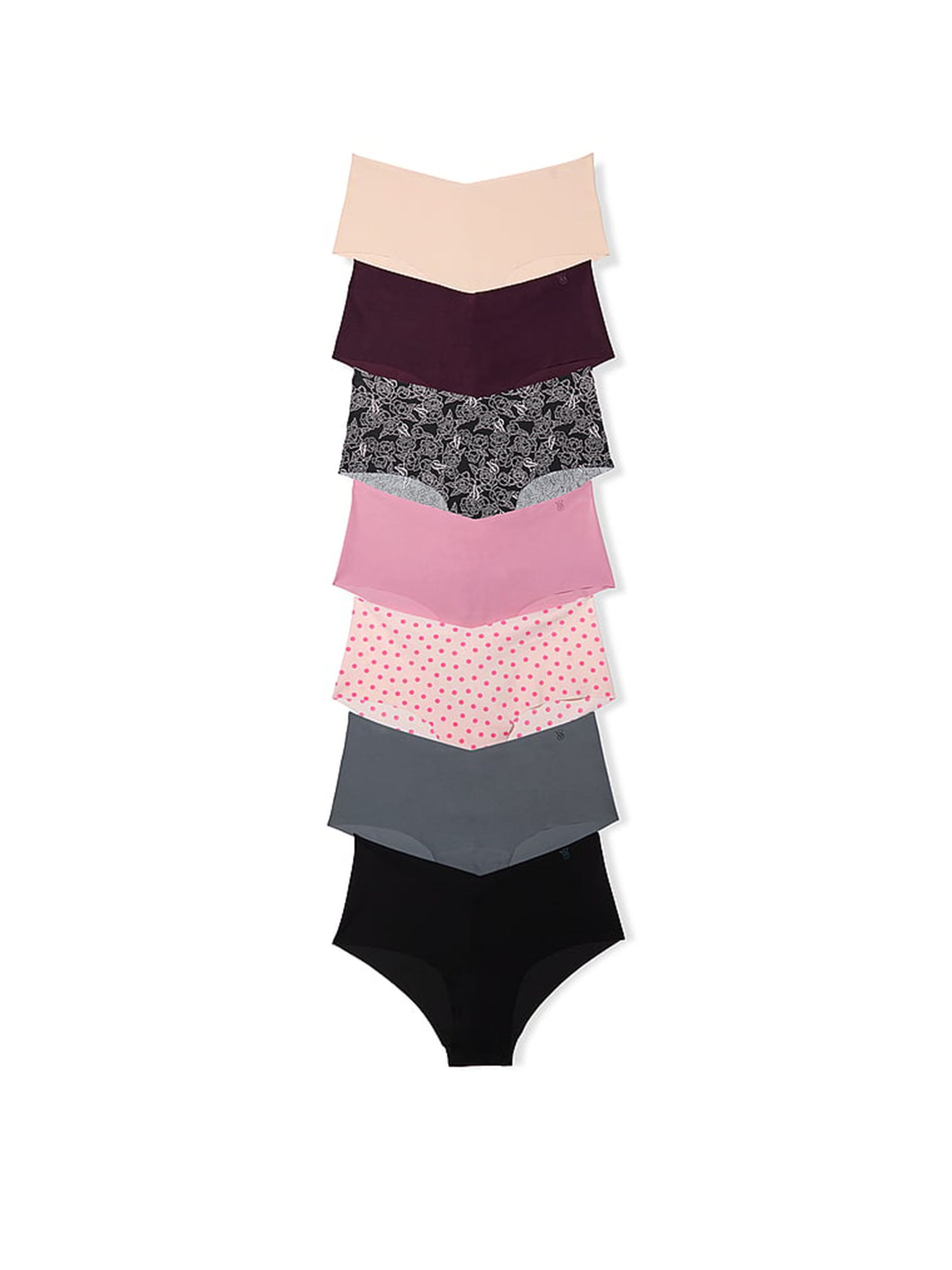Nude/Red/Black/Pink/White/Grey Cheeky 7 Pack Knickers - Image 1 of 3