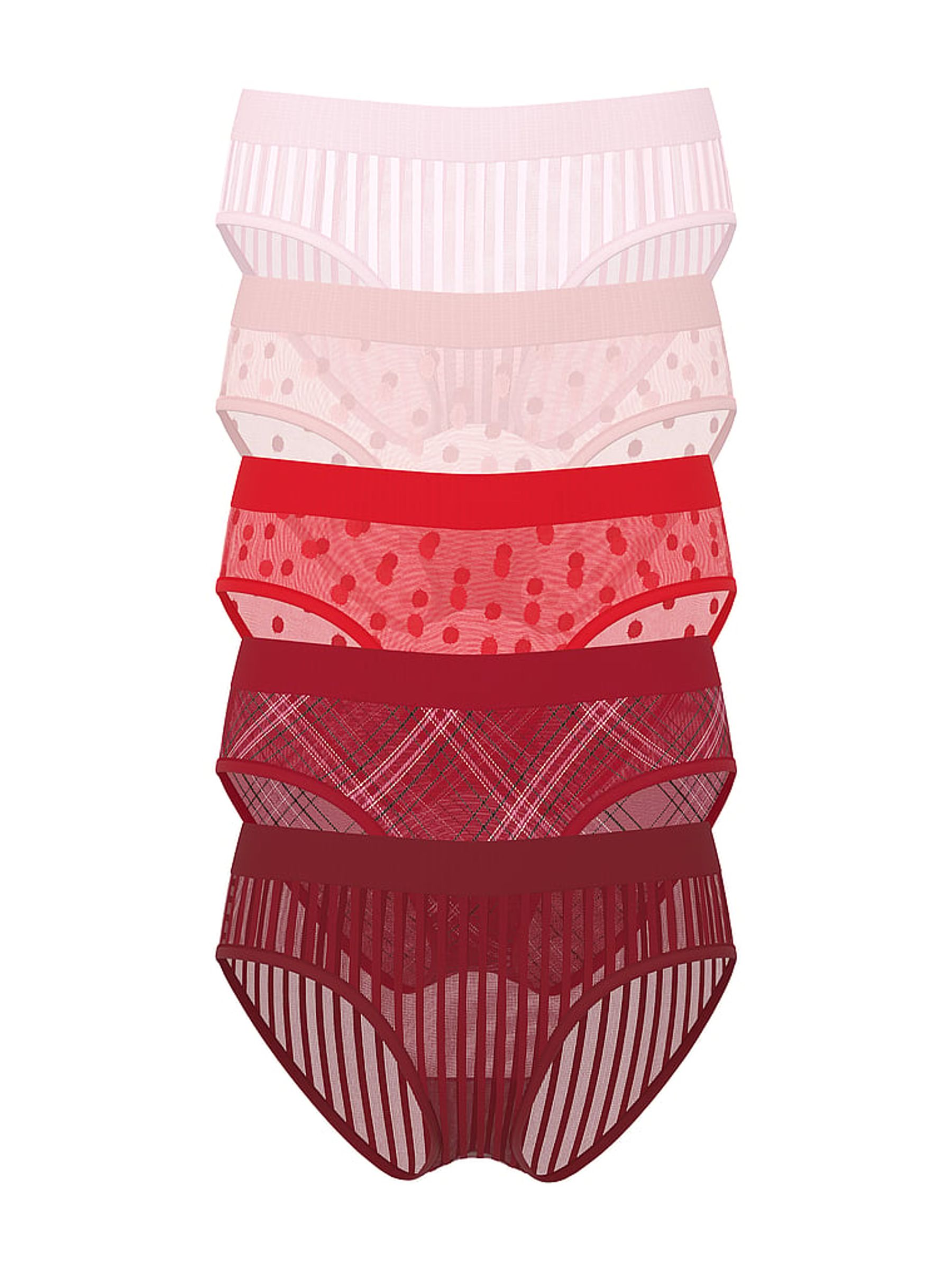 Red/Pink Hipster Sheer Shimmer Knickers 5 Pack - Image 1 of 1