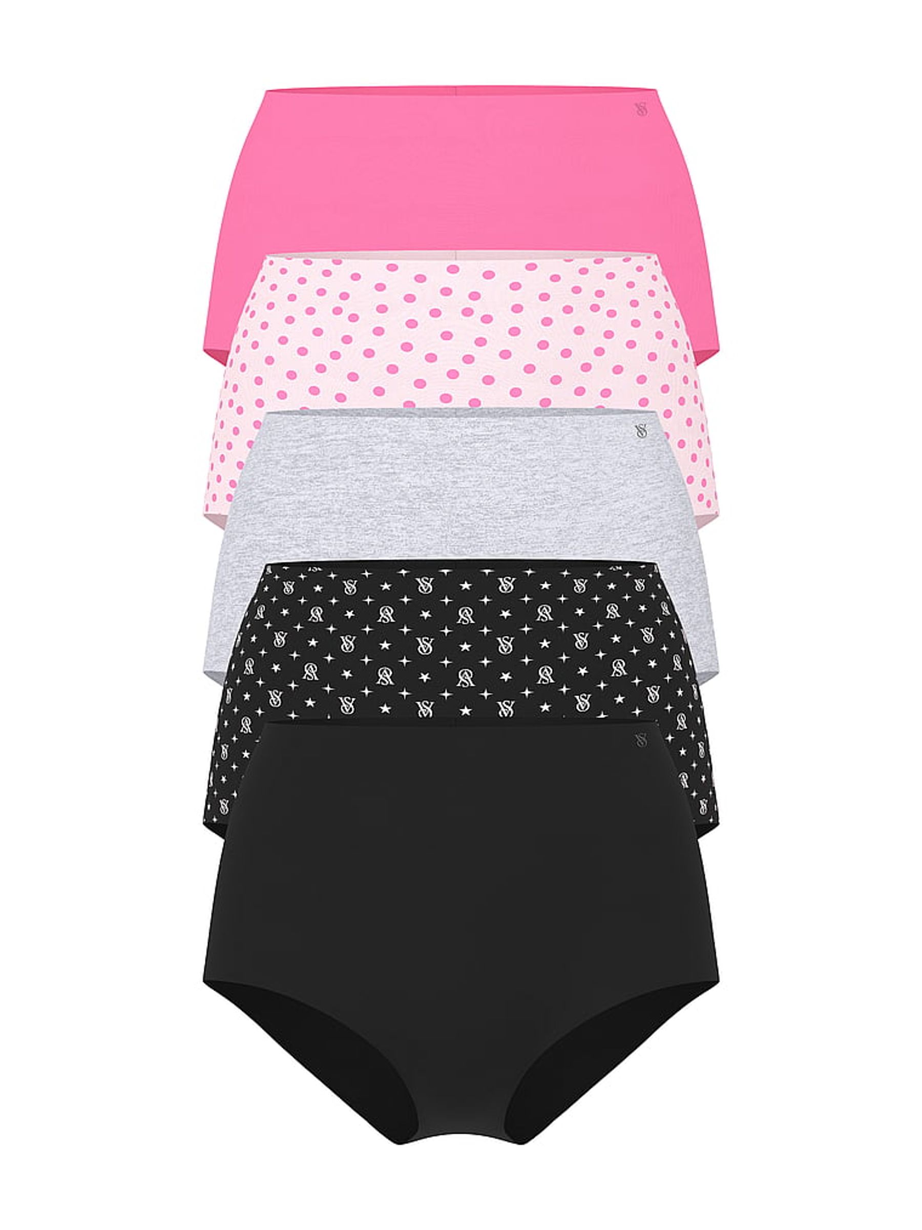 Pink/Grey/Black Brief Knickers 5 Pack - Image 1 of 1