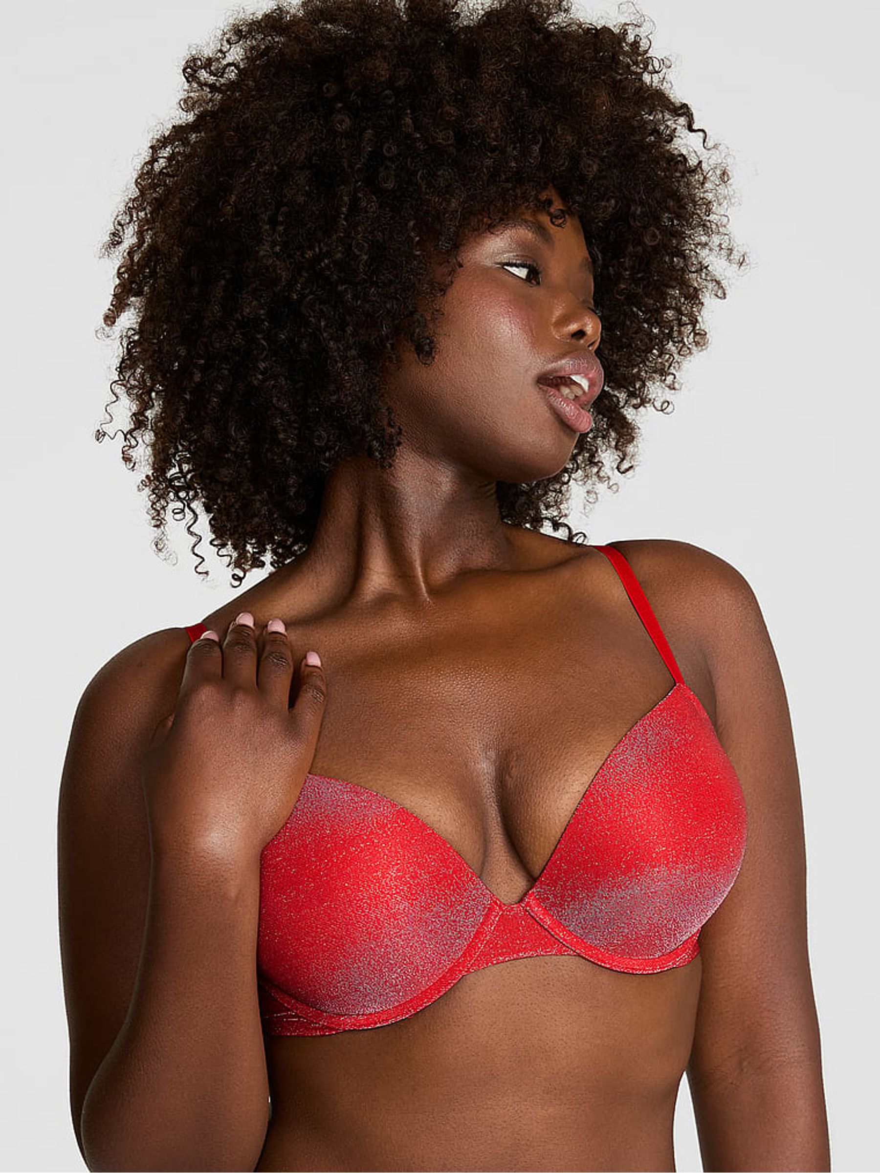 Bright Vermillion Red Shine Bra - Image 1 of 3