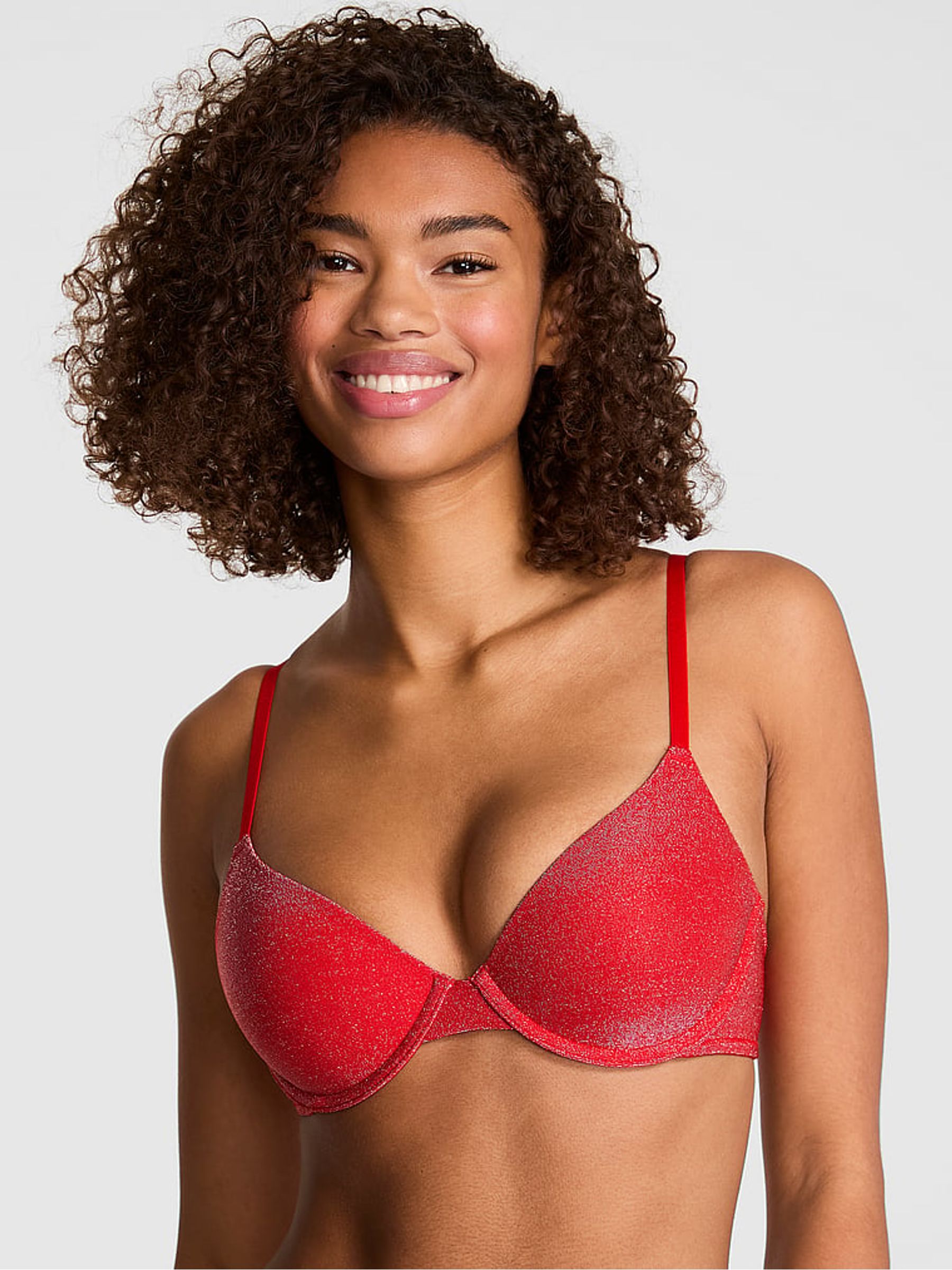 Bright Vermillion Red Shine T Shirt Bra - Image 1 of 3