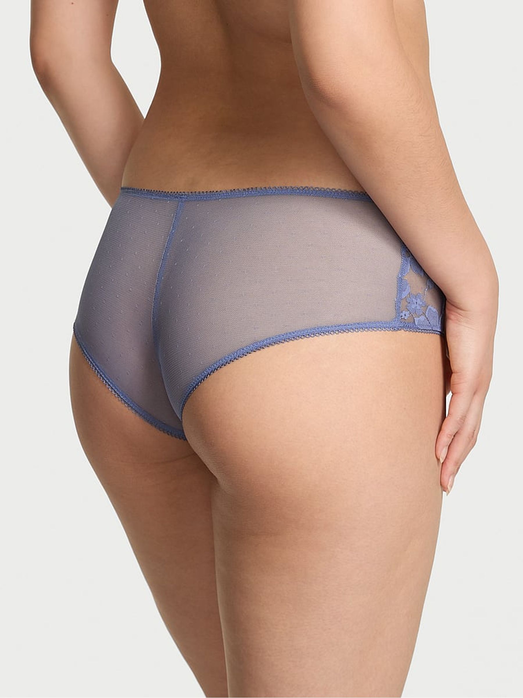 Dusty Iris Blue Cheeky Sequin Lace Knickers - Image 2 of 2