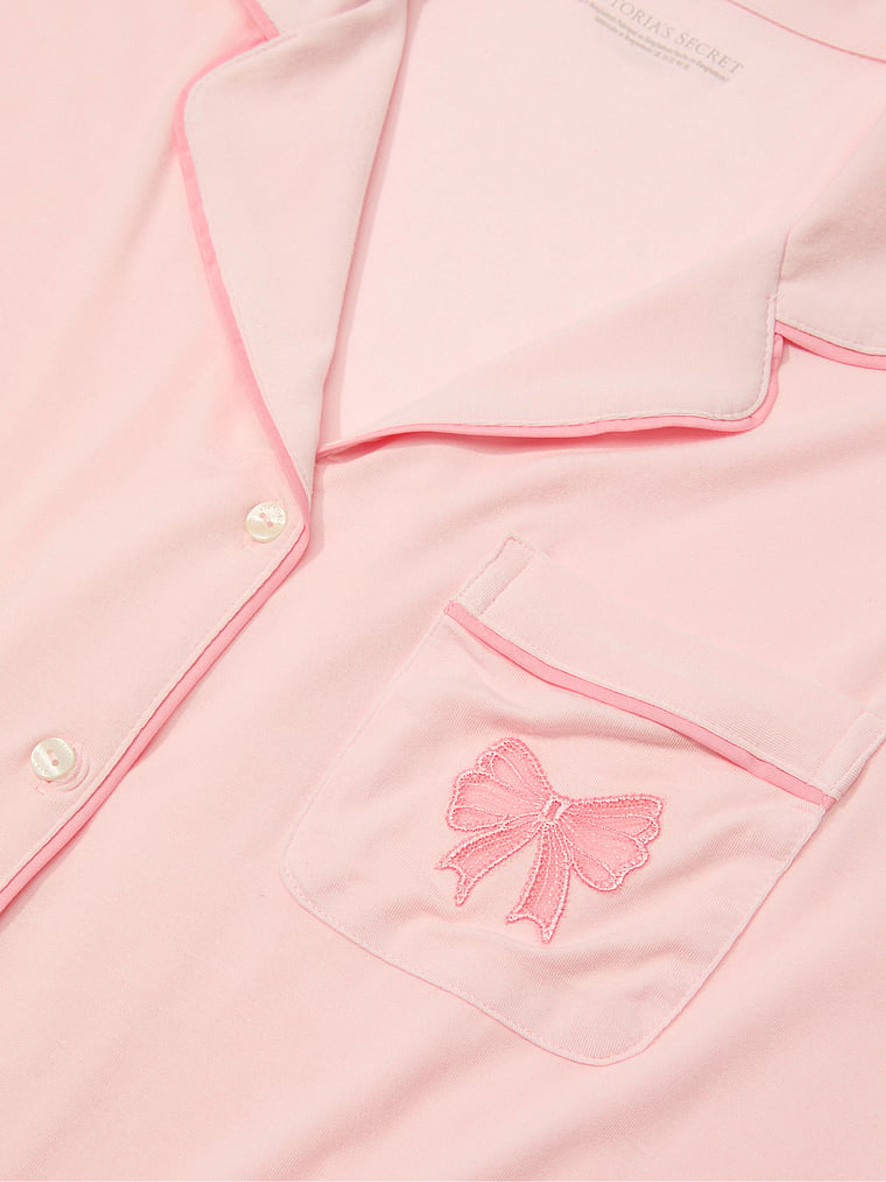 Angel Pink Modal Bow Long Pyjamas Set - Image 3 of 3 Angel Pink Modal Bow Long Pyjamas Set - Image 3 of 3