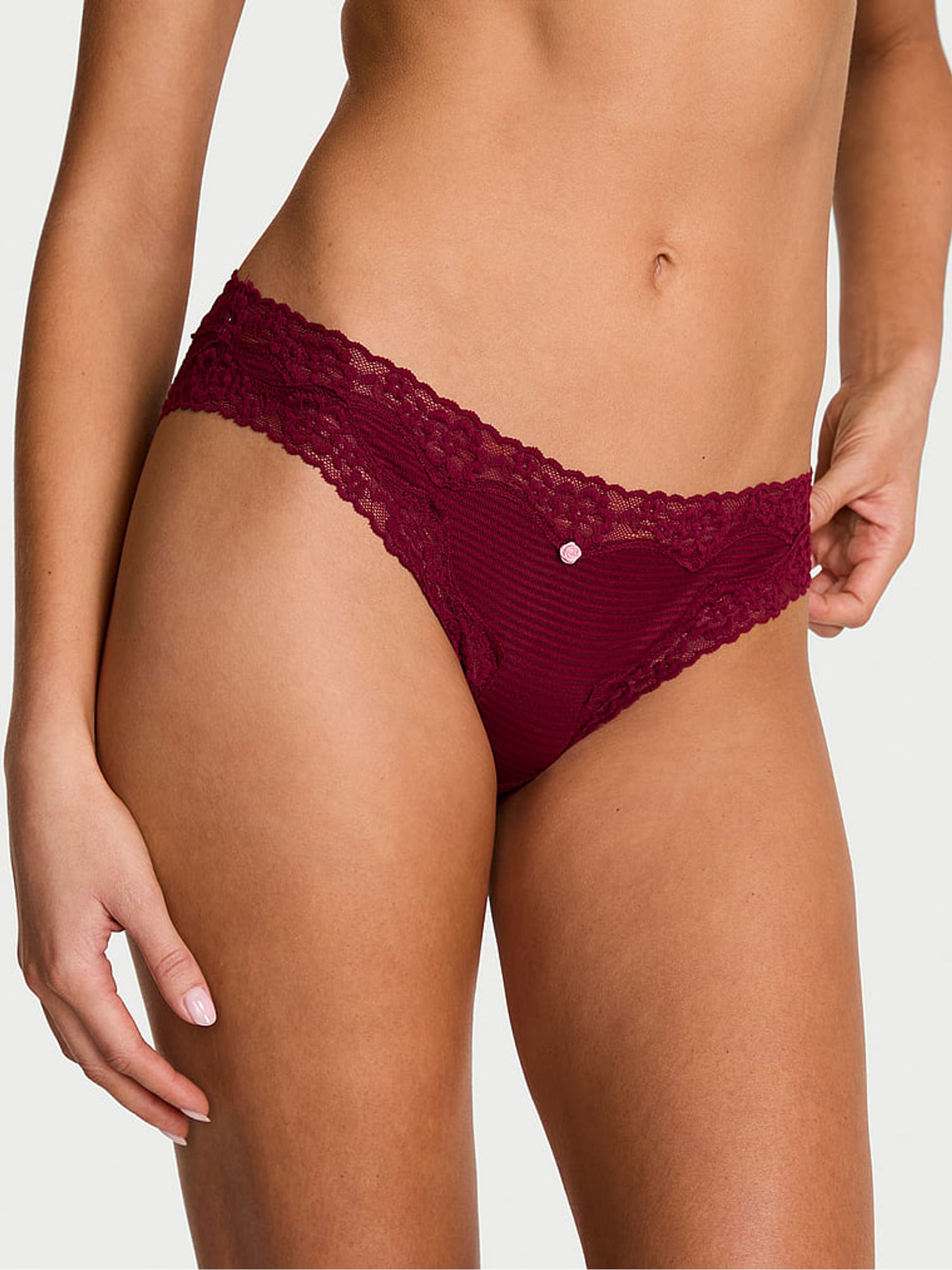 Sangria Red Bikini Lace Waist Knickers - Image 1 of 2