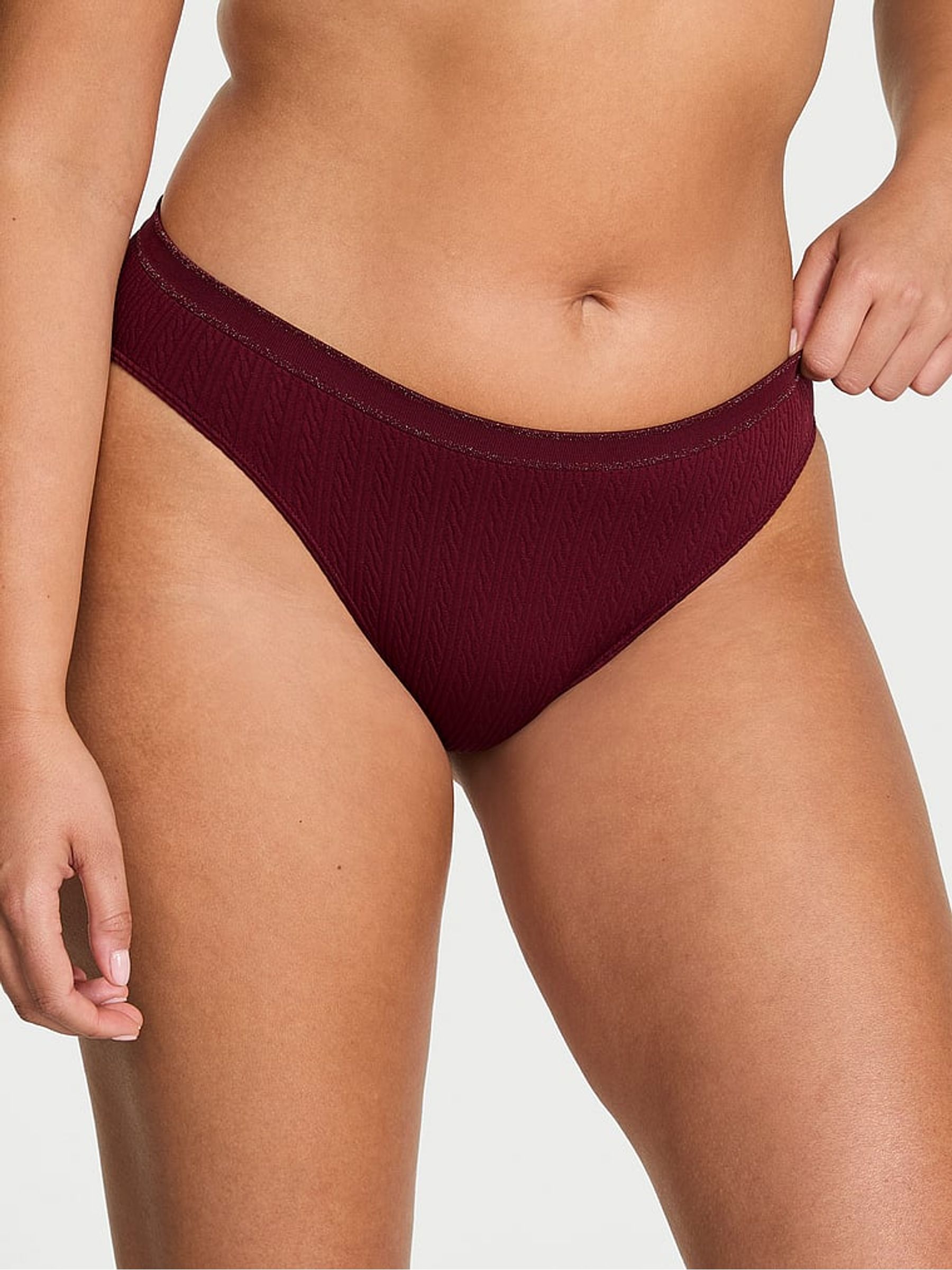 Sangria Red Bikini Cable Knit Knickers - Image 1 of 2