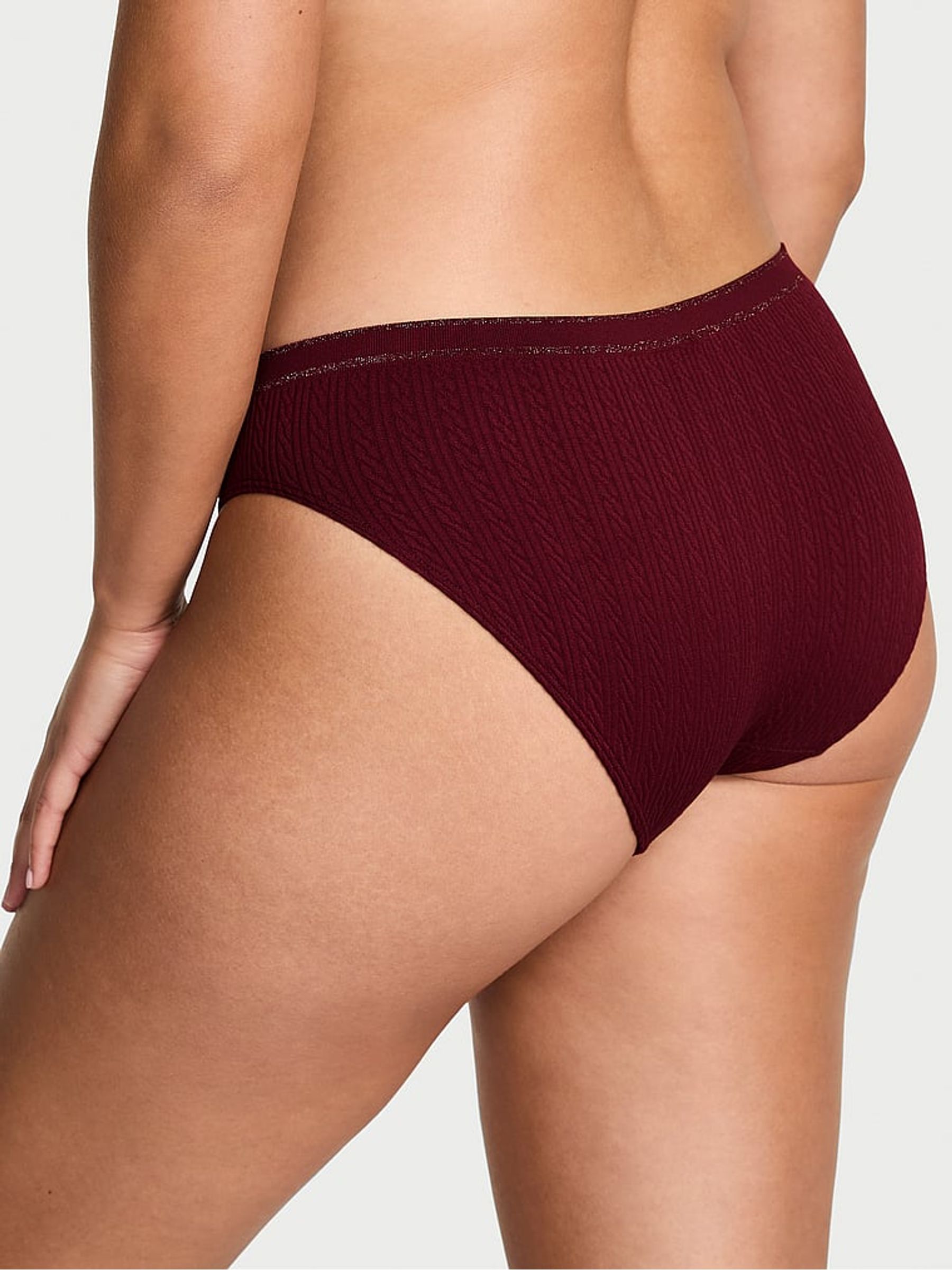 Sangria Red Bikini Cable Knit Knickers - Image 2 of 2