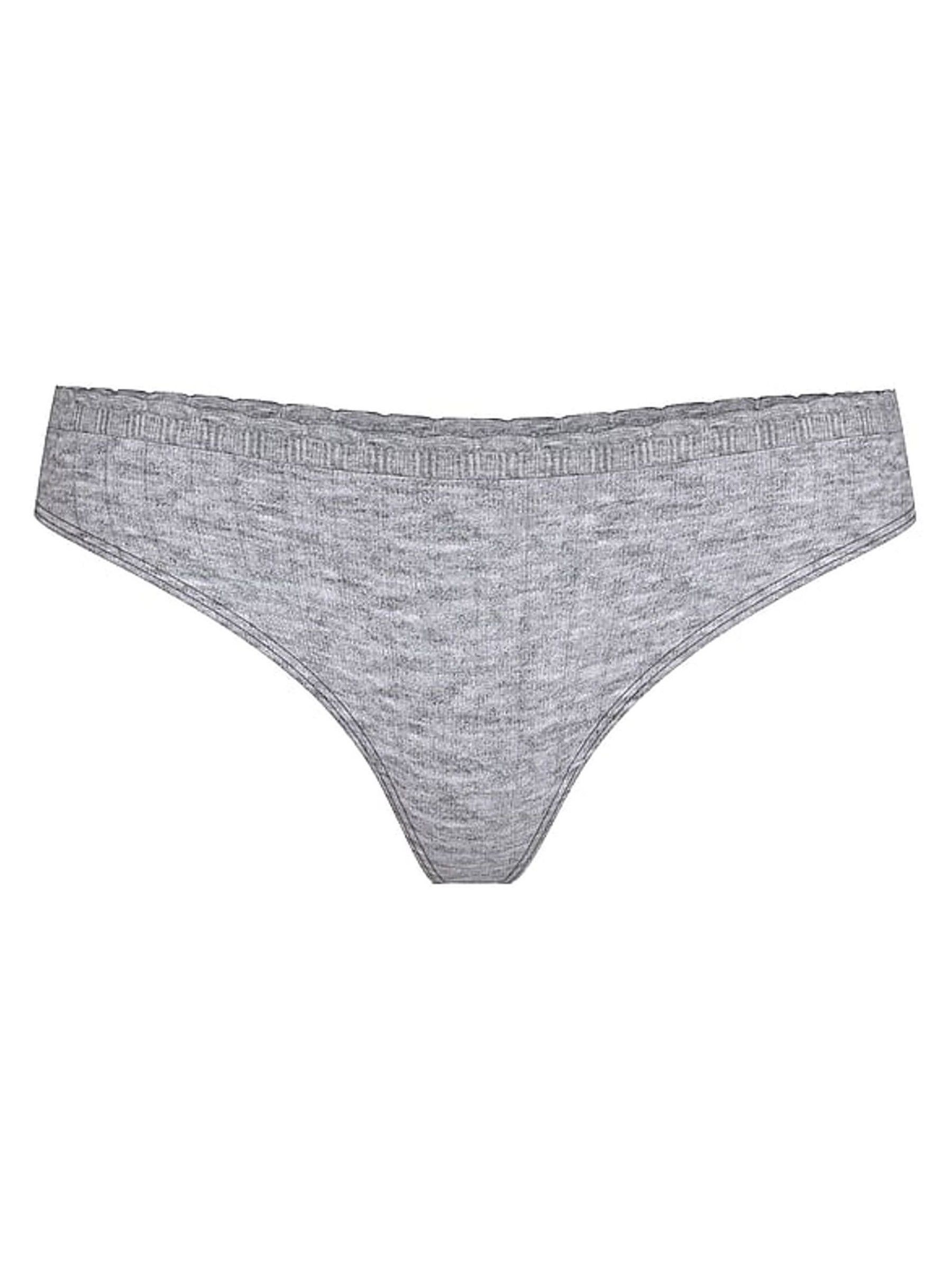 Medium Heather Grey Thong Cotton Rib Knickers - Image 3 of 3
