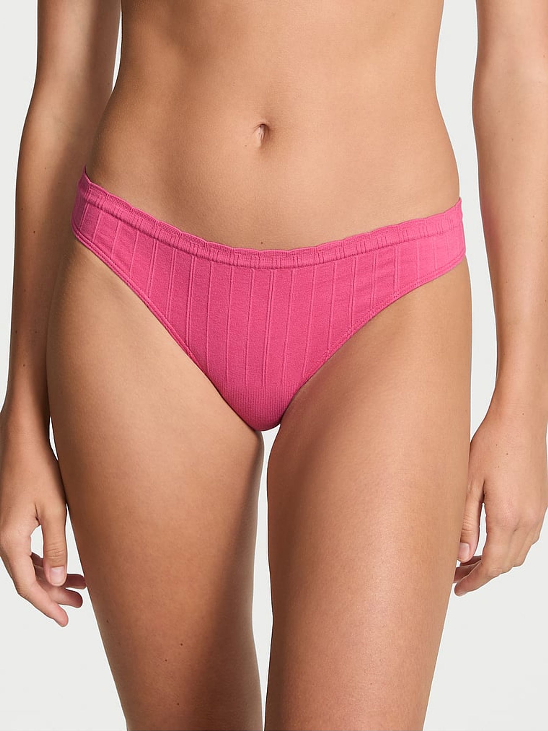 Berry Galore Pink Thong Cotton Rib Knickers - Image 1 of 2 Berry Galore Pink Thong Cotton Rib Knickers - Image 1 of 2