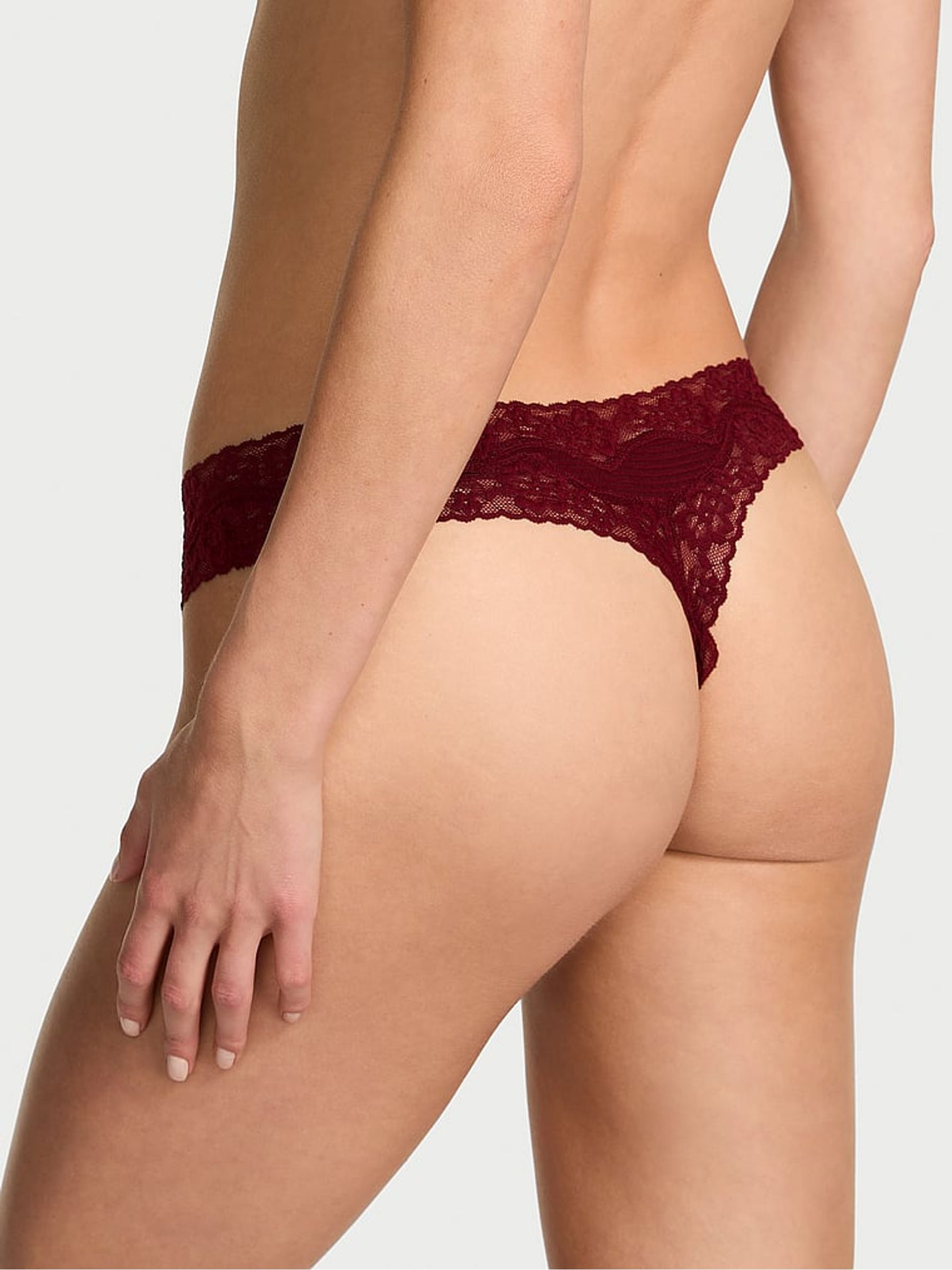 Sangria Red Thong Lace Waist Knickers - Image 2 of 2