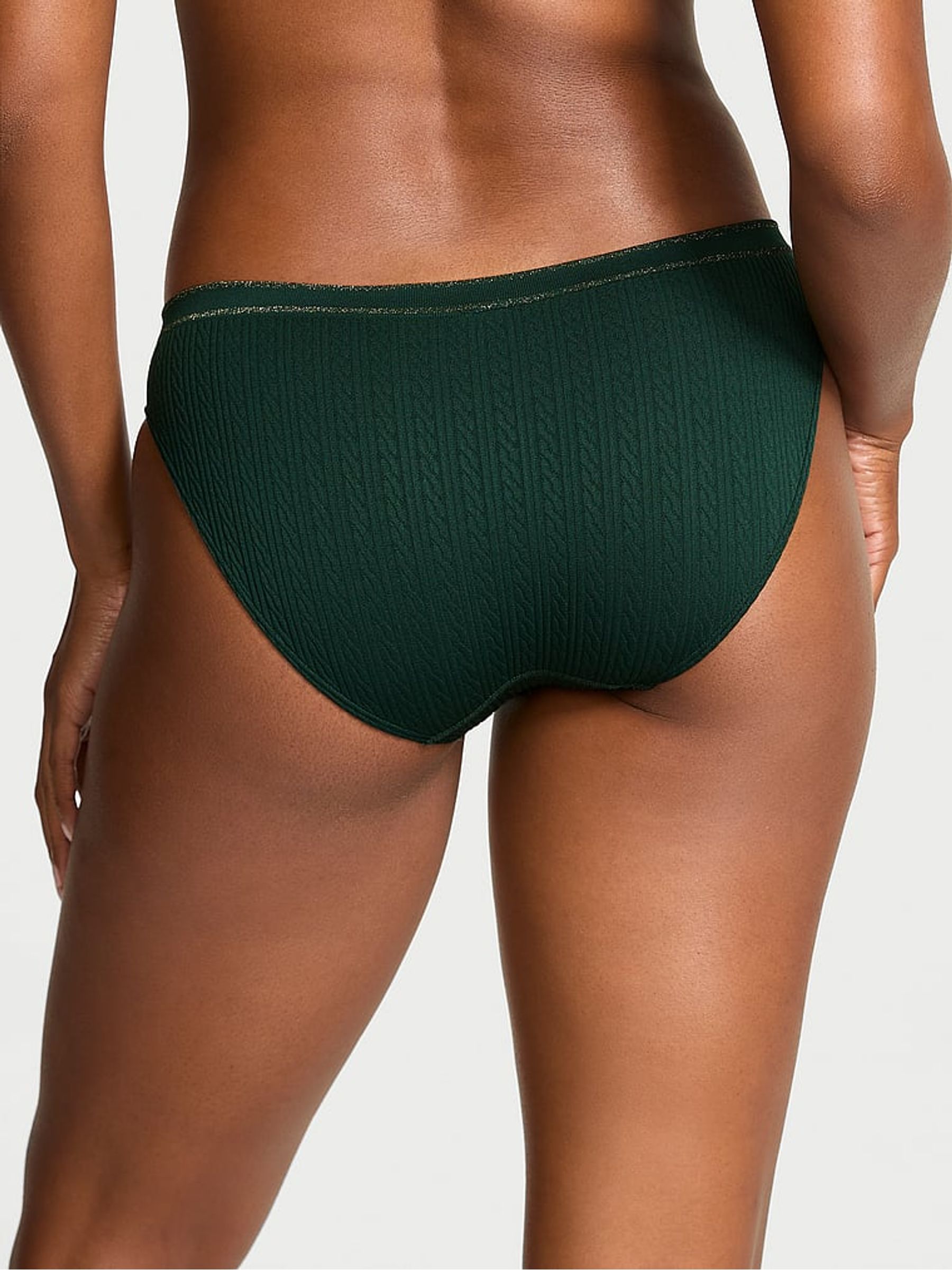 Cilantro Green Bikini Cable Knit Knickers - Image 2 of 2