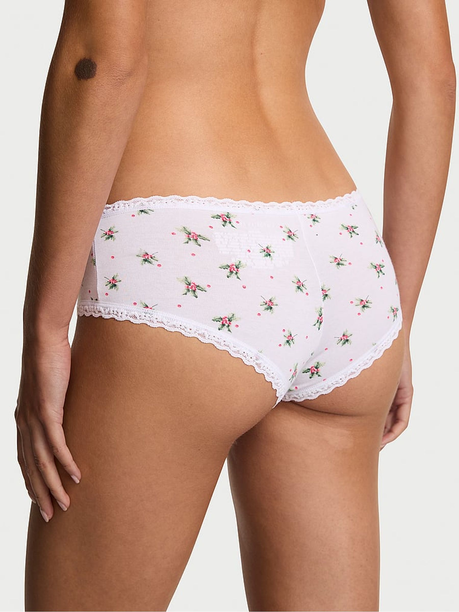 White Christmas Holly Cheeky Cotton Lace Trim Knickers - Image 2 of 2 White Christmas Holly Cheeky Cotton Lace Trim Knickers - Image 2 of 2