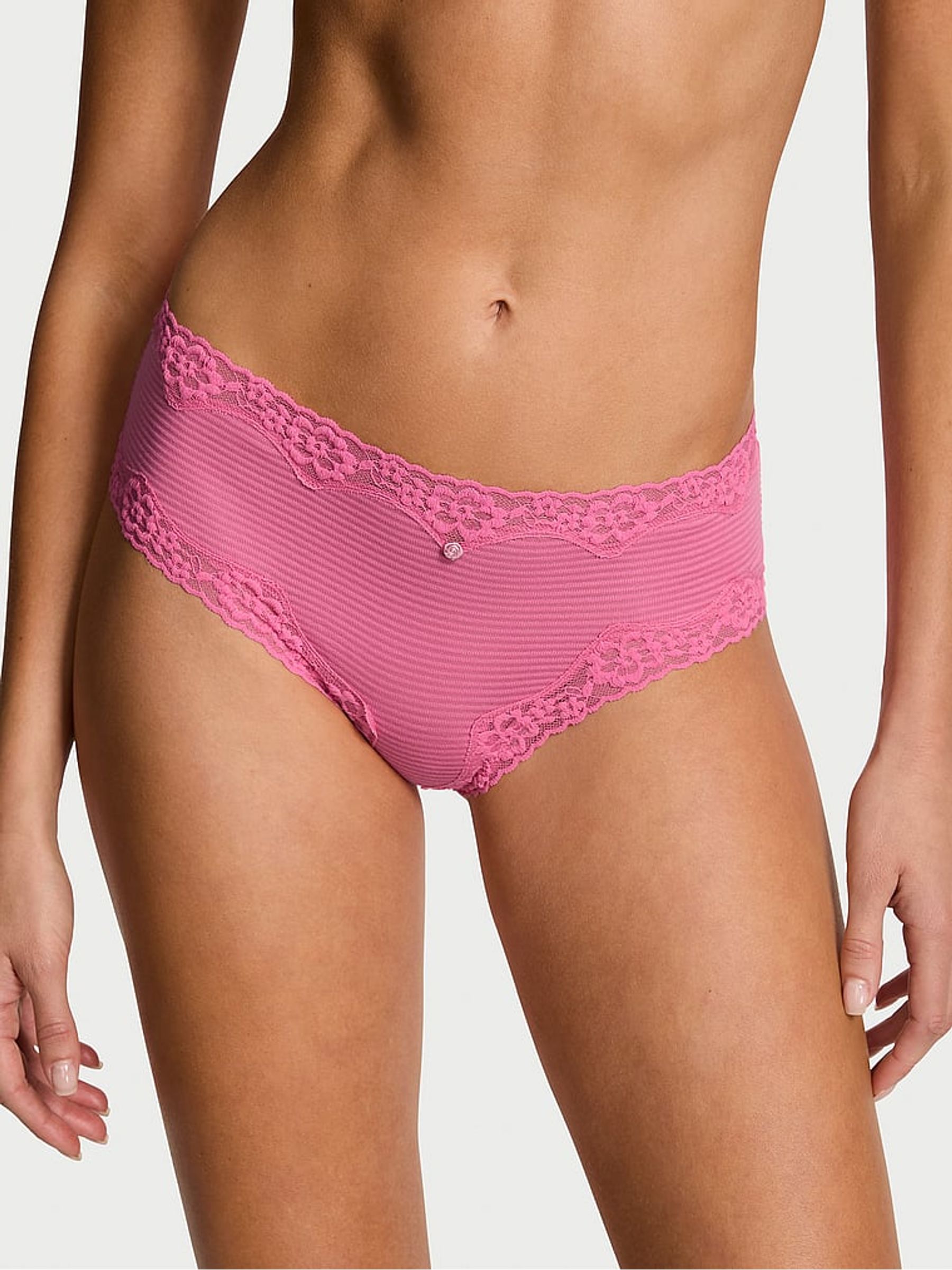 Rose Garden Pink Cheeky Lace Waist Knickers - Image 1 of 2 Rose Garden Pink Cheeky Lace Waist Knickers - Image 1 of 2