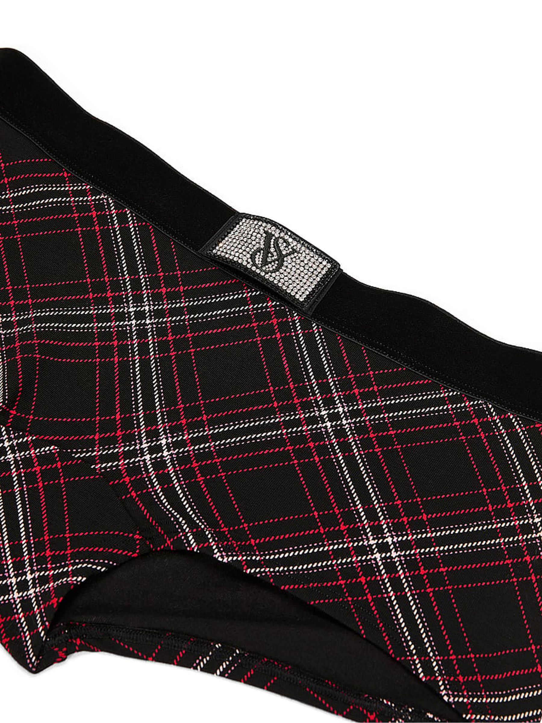 Black Tartan Short Logo Shine Patch Velvet Knickers - Image 3 of 3