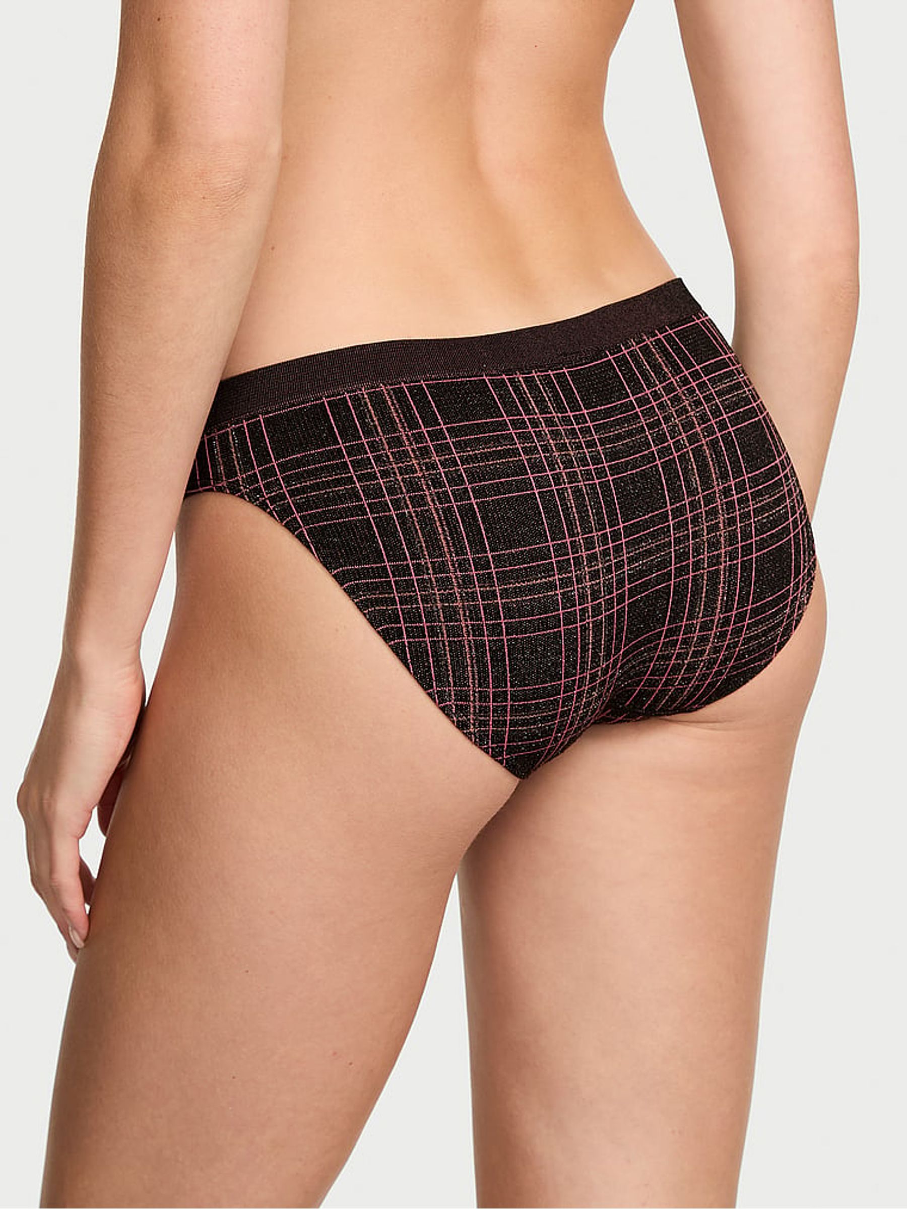 Black Tartan Bikini Shimmer Knickers - Image 2 of 2