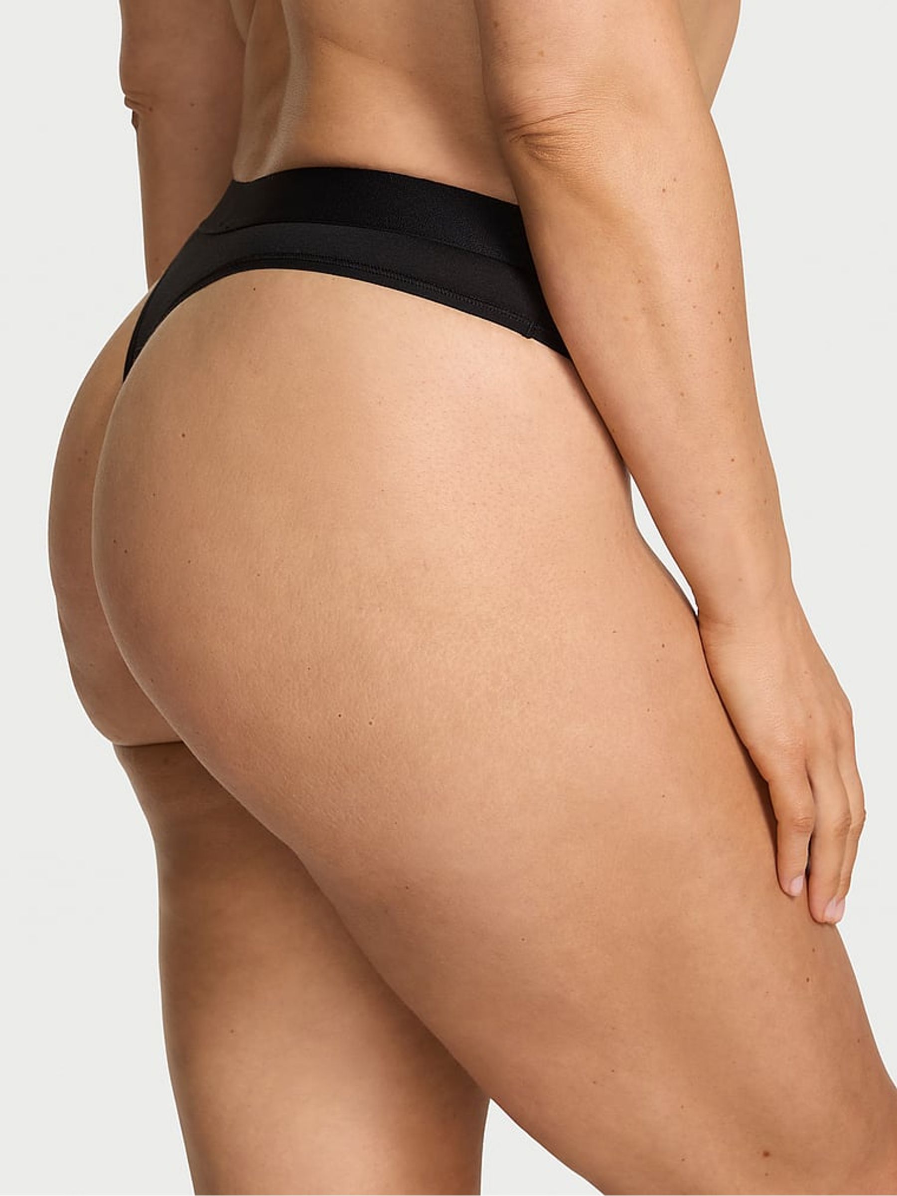 Black Thong Logo Shine Patch Knickers - Image 2 of 2