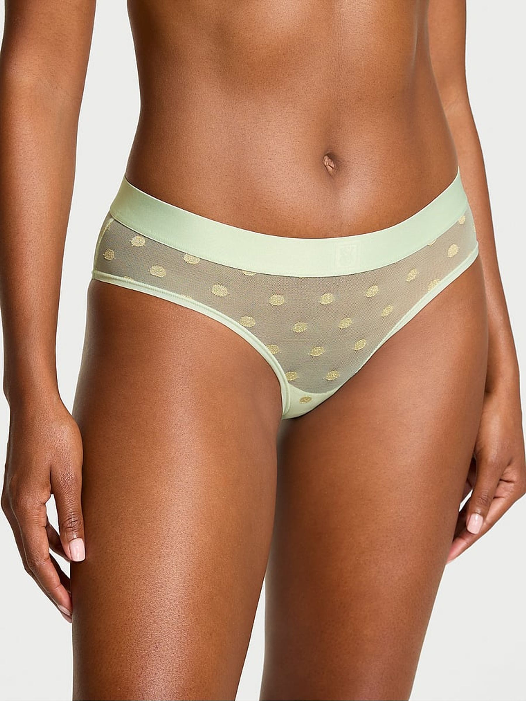 Mint Crush Green Hipster Sheer Logo Knickers - Image 1 of 2 Mint Crush Green Hipster Sheer Logo Knickers - Image 1 of 2