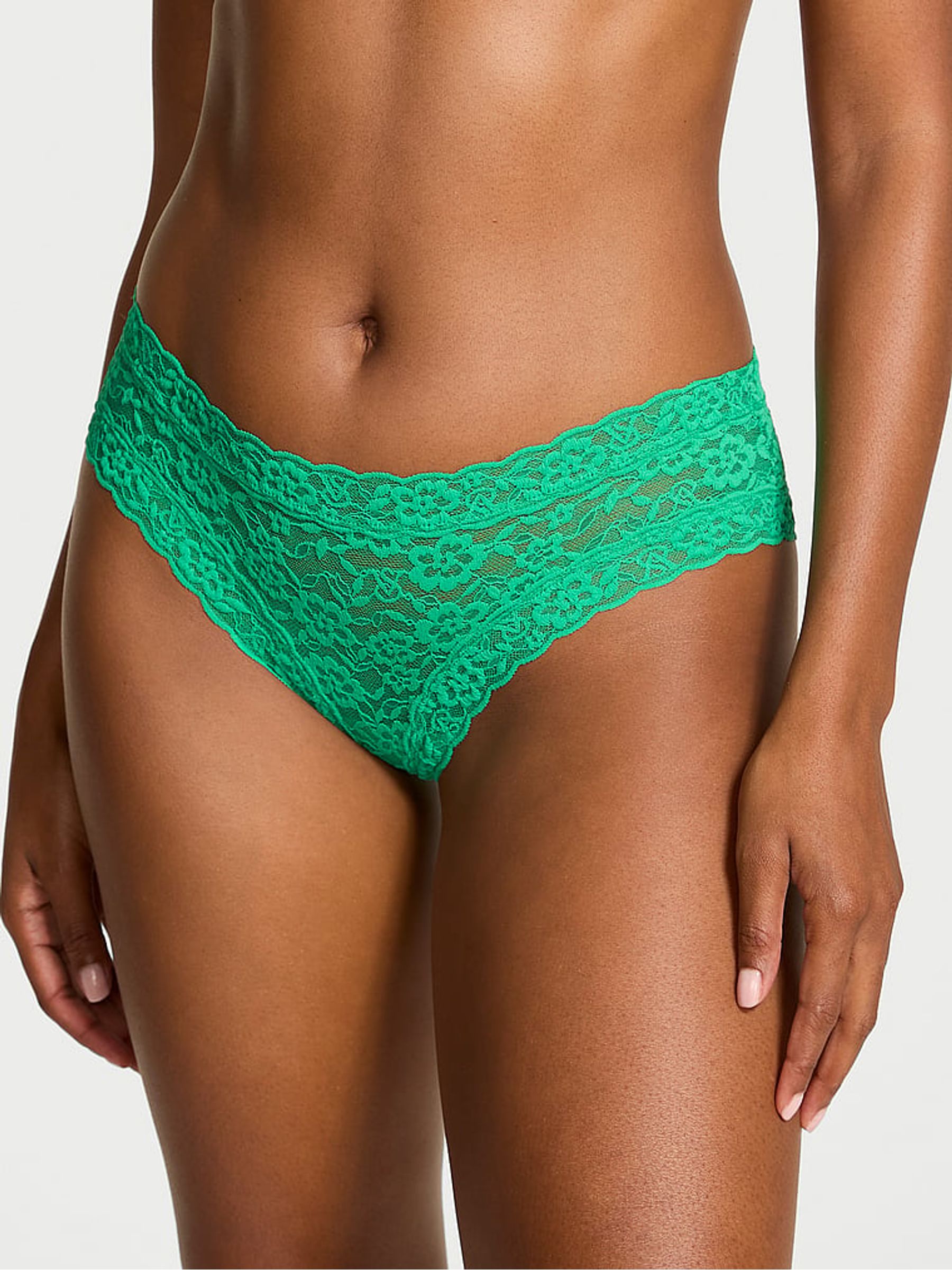 Mardi Gras Green Cheeky Lace Strappy Back Knickers - Image 1 of 2