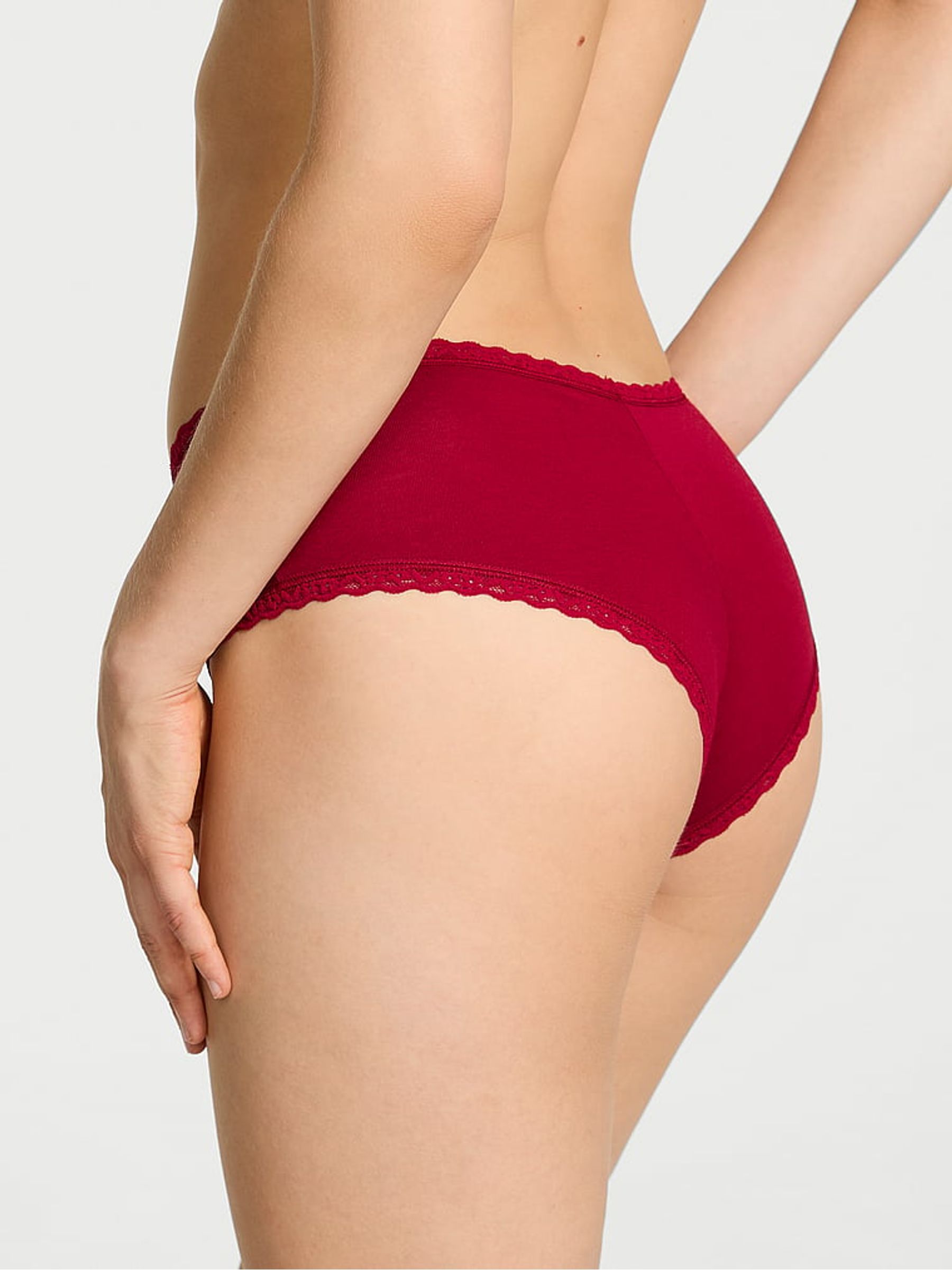 Red Christmas Mistletoe Cheeky Cotton Lace Trim Knickers - Image 2 of 2