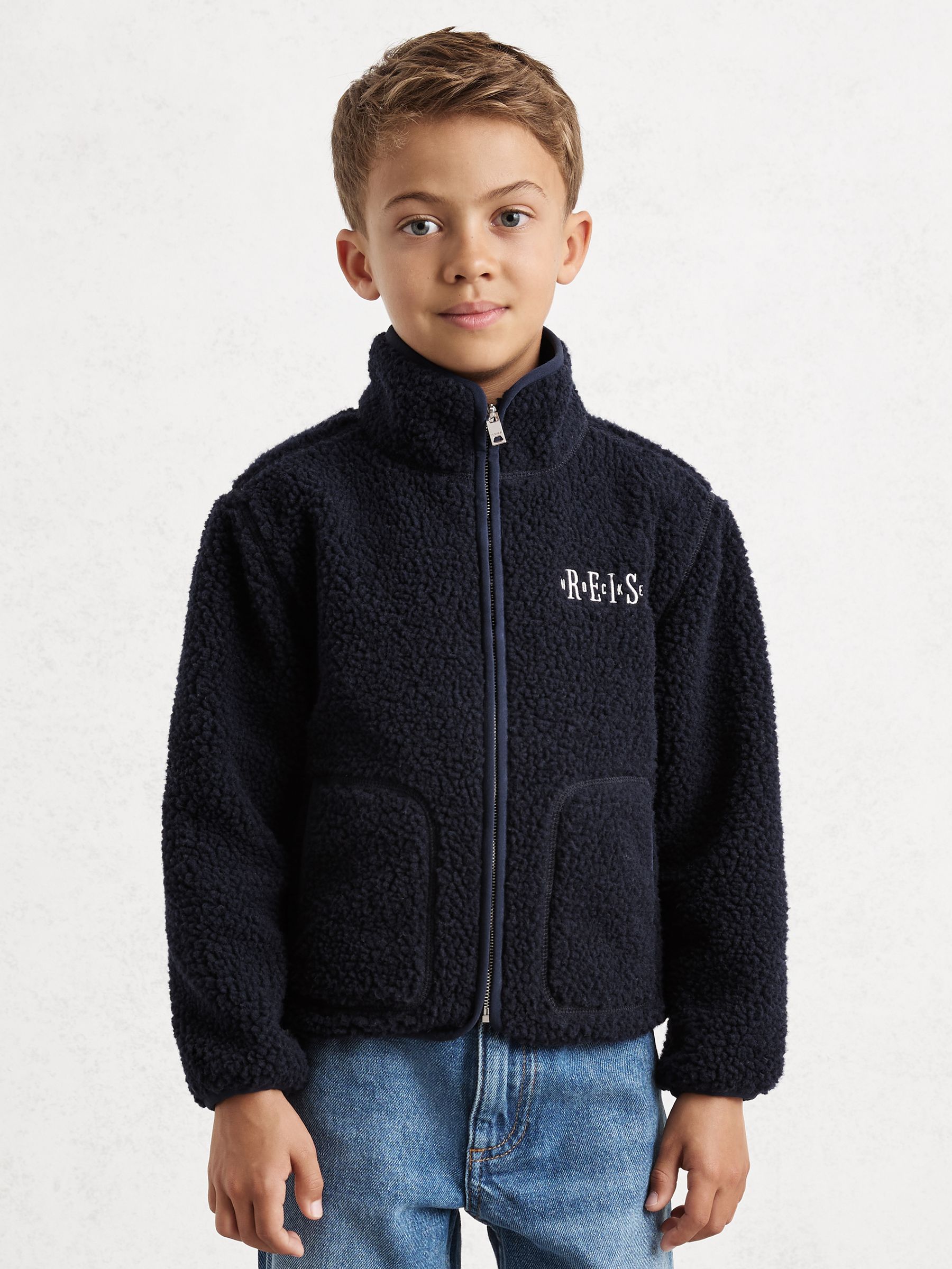 3-9 yrs Fleece Zip-Through Hockey Jacket in Navy Blue - Image 3 of 6