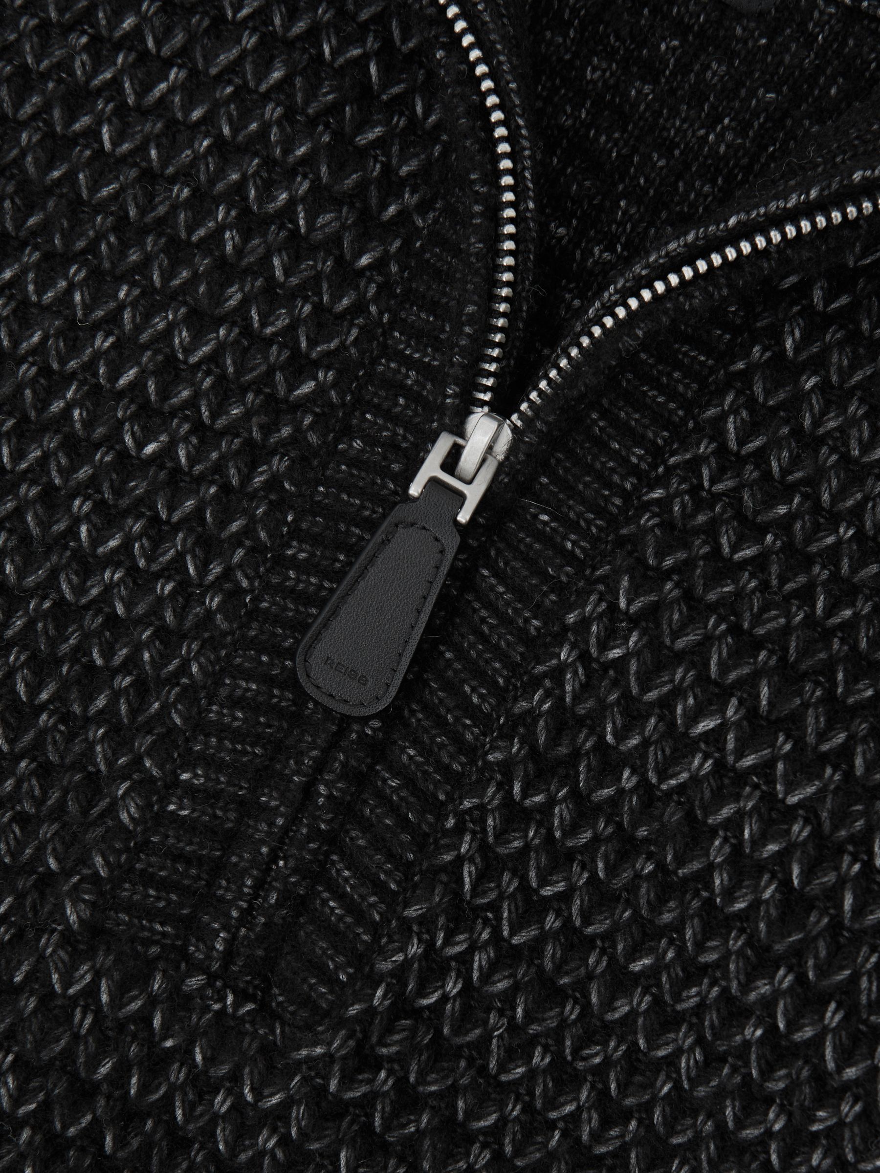 Half-Zip Chevron-Knit Jumper with Wool in Black - image 5