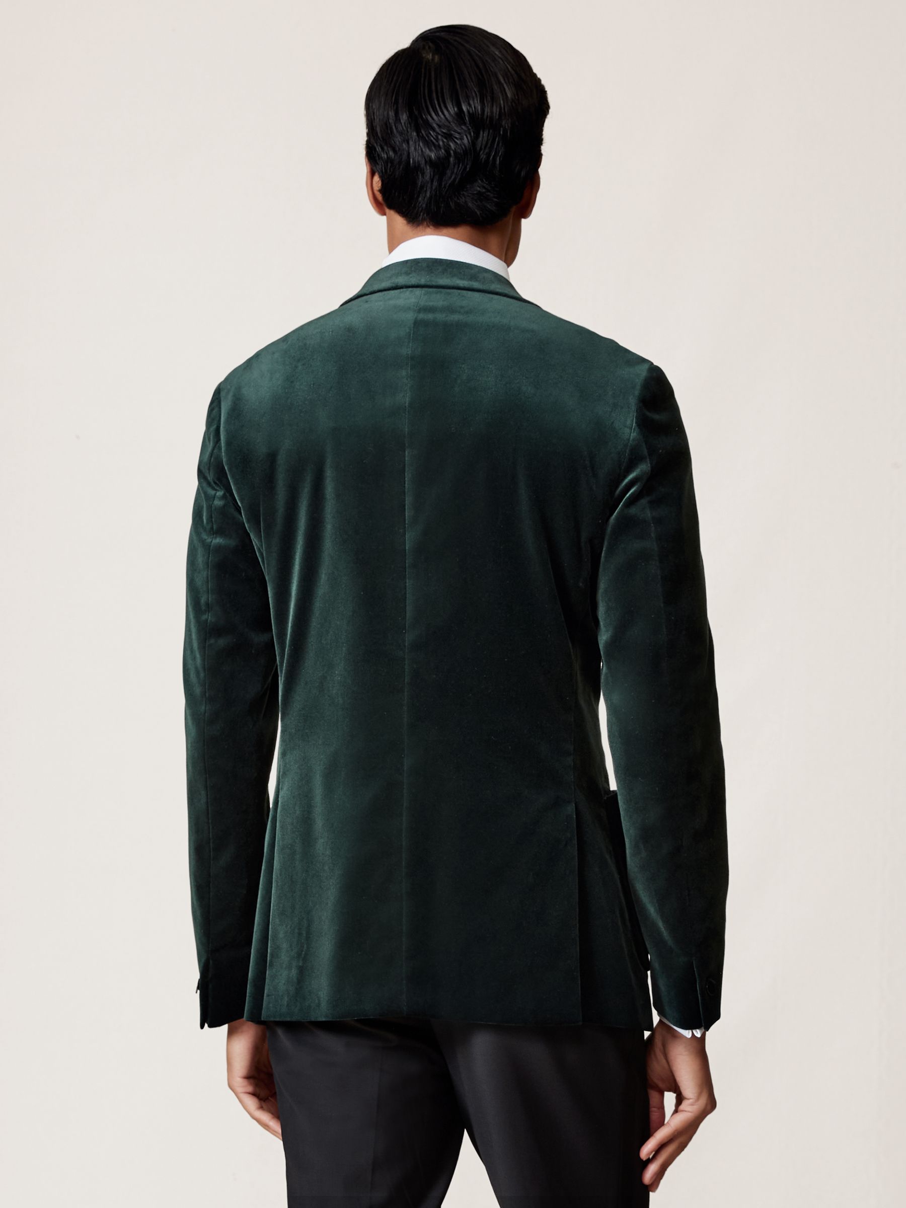 Double-Breasted Velvet Blazer Tailored-Fit in Emerald Green - Image 6 of 10