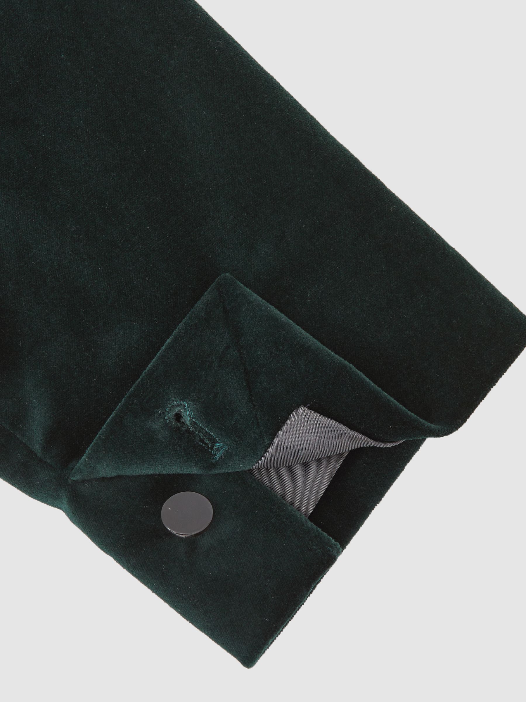 Double-Breasted Velvet Blazer Tailored-Fit in Emerald Green - Image 9 of 10