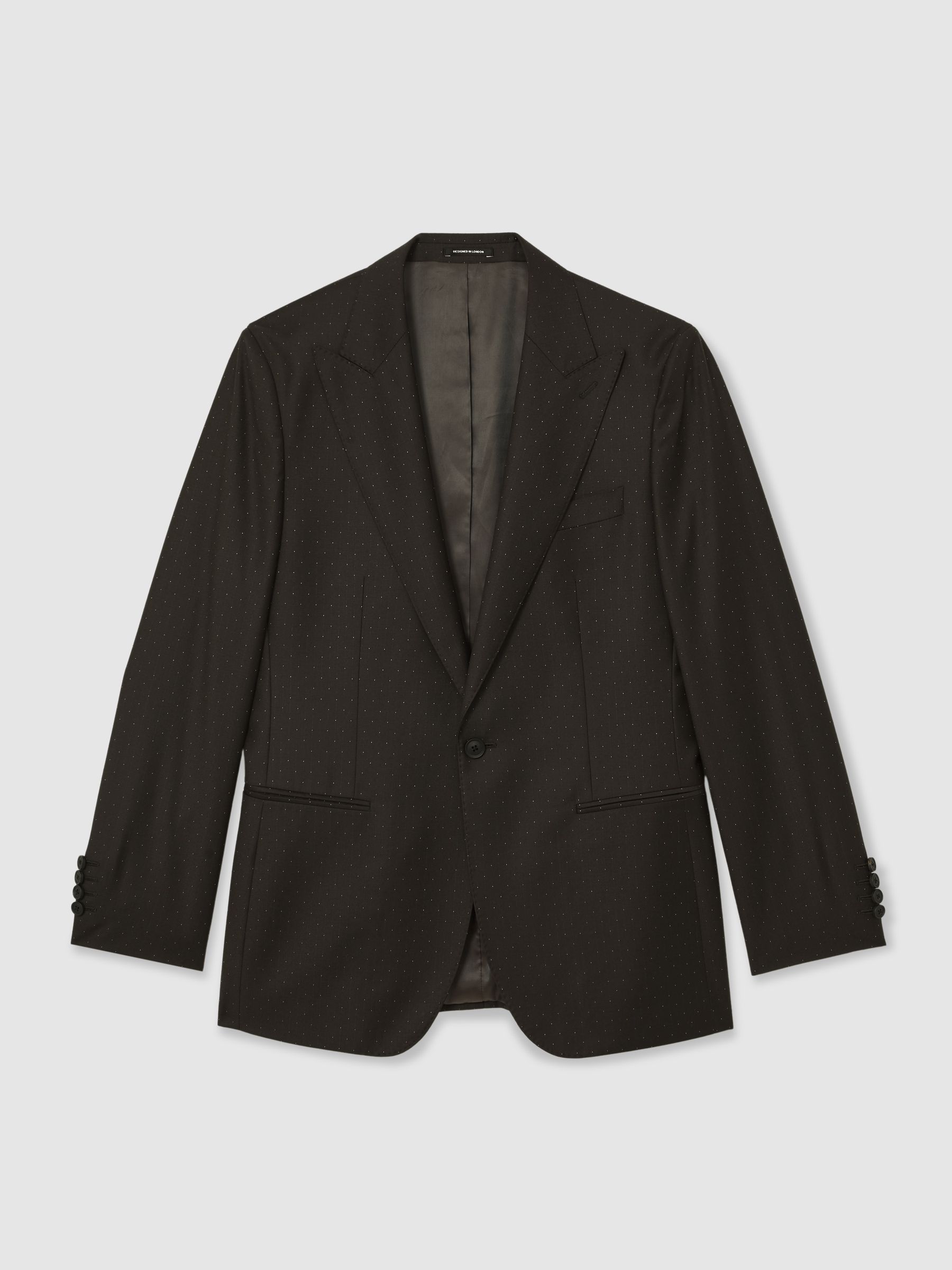 Single-Breasted Polka-Dot Blazer Classic-Fit Wool-Blend in Brown - Image 3 of 11