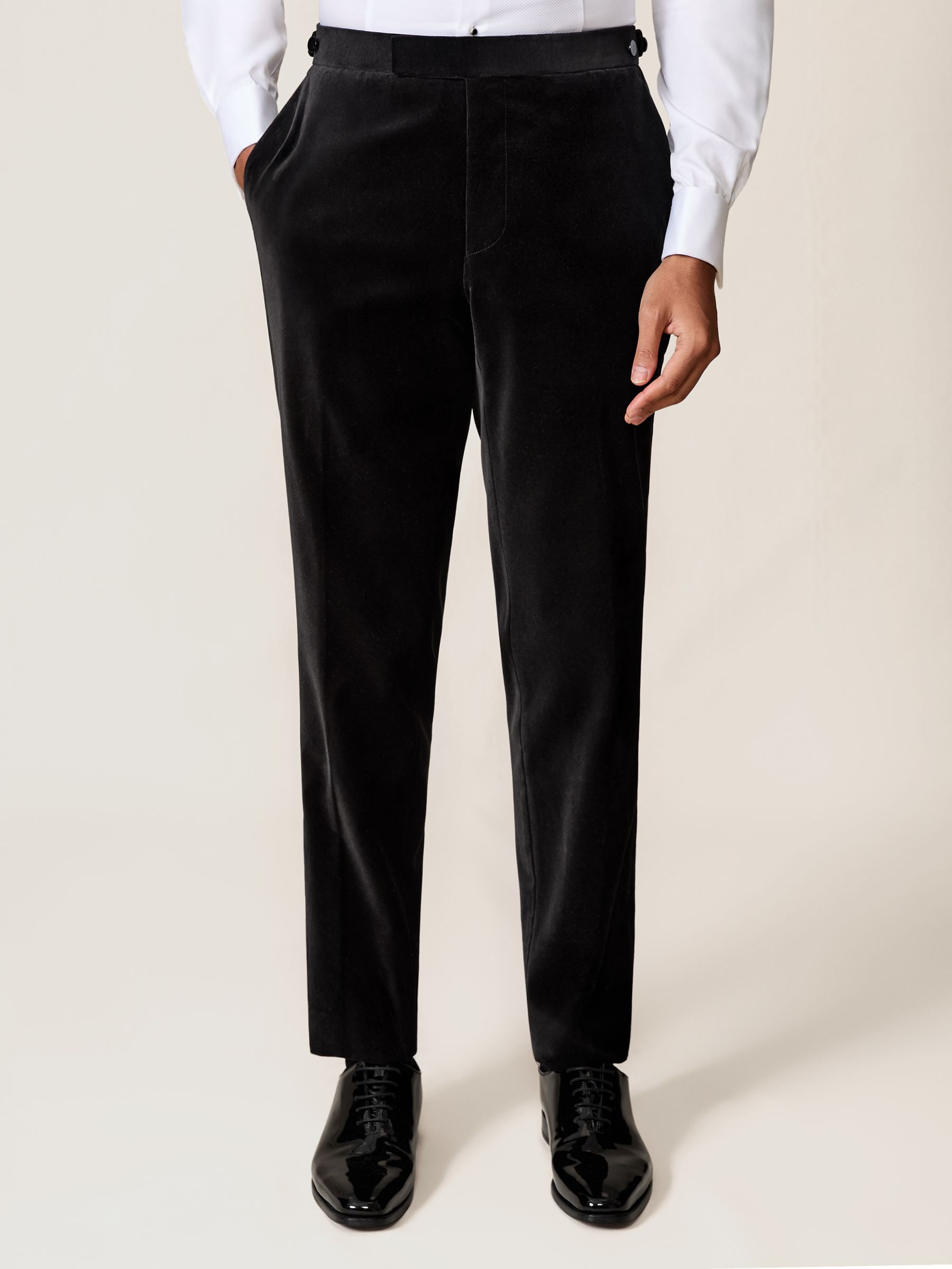 Velvet Tailored-Fit Suit Trousers in Black - Image 3 of 7