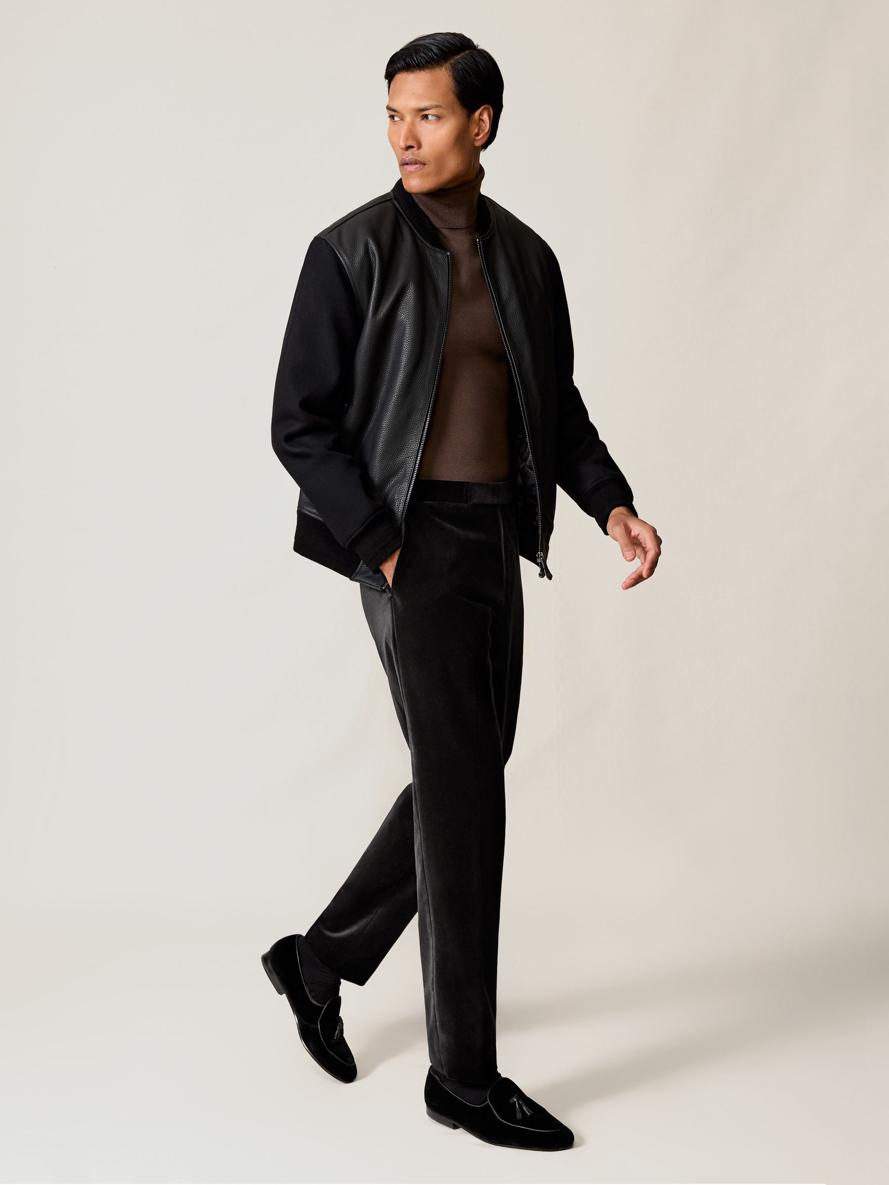 Velvet Tailored-Fit Suit Trousers in Black - Image 6 of 7