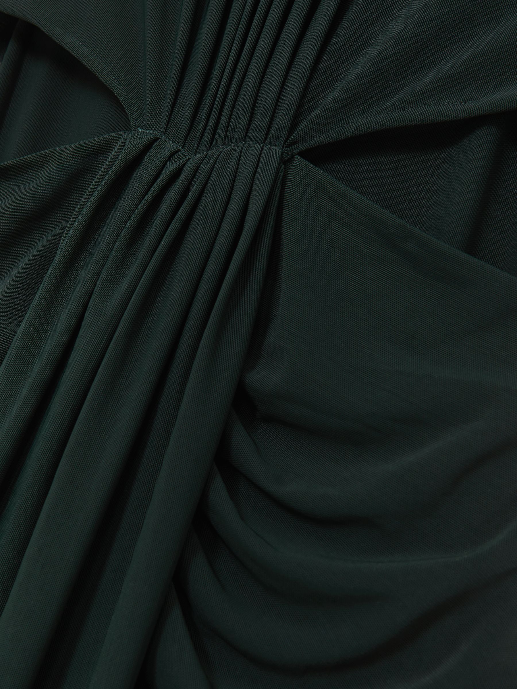 Petite Ruched Long-Sleeve Maxi Dress in Dark Green - image 4
